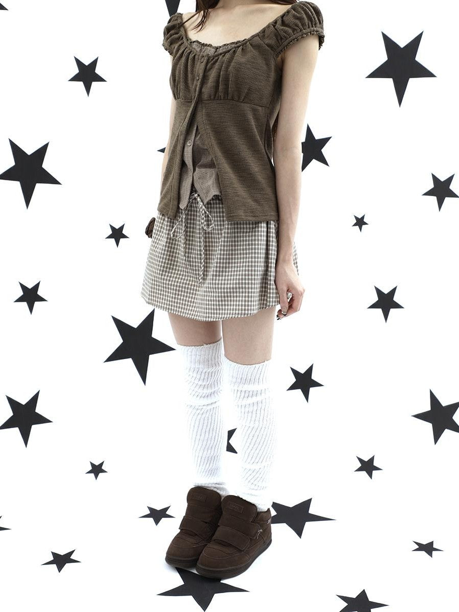 ang project Retro Plaid Drawstring Tie A Line Lined Women&