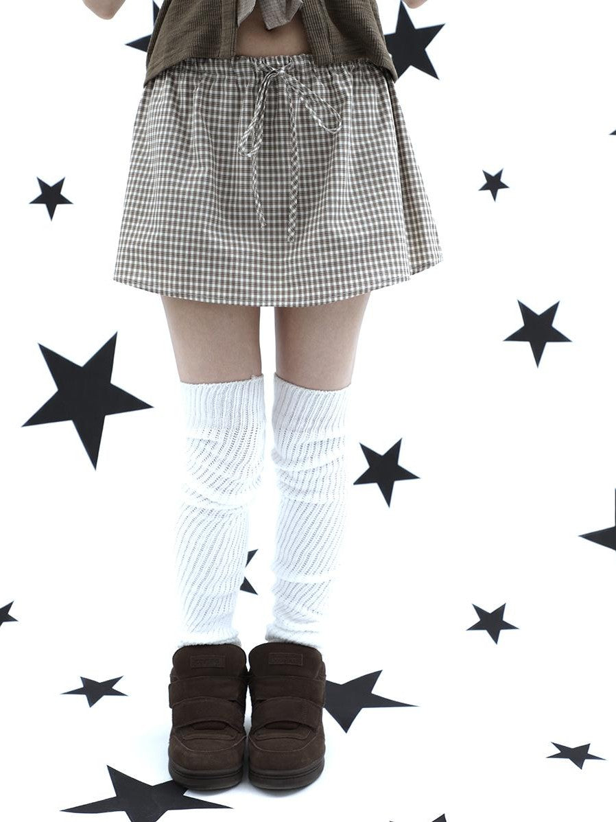 ang project Retro Plaid Drawstring Tie A Line Lined Women&