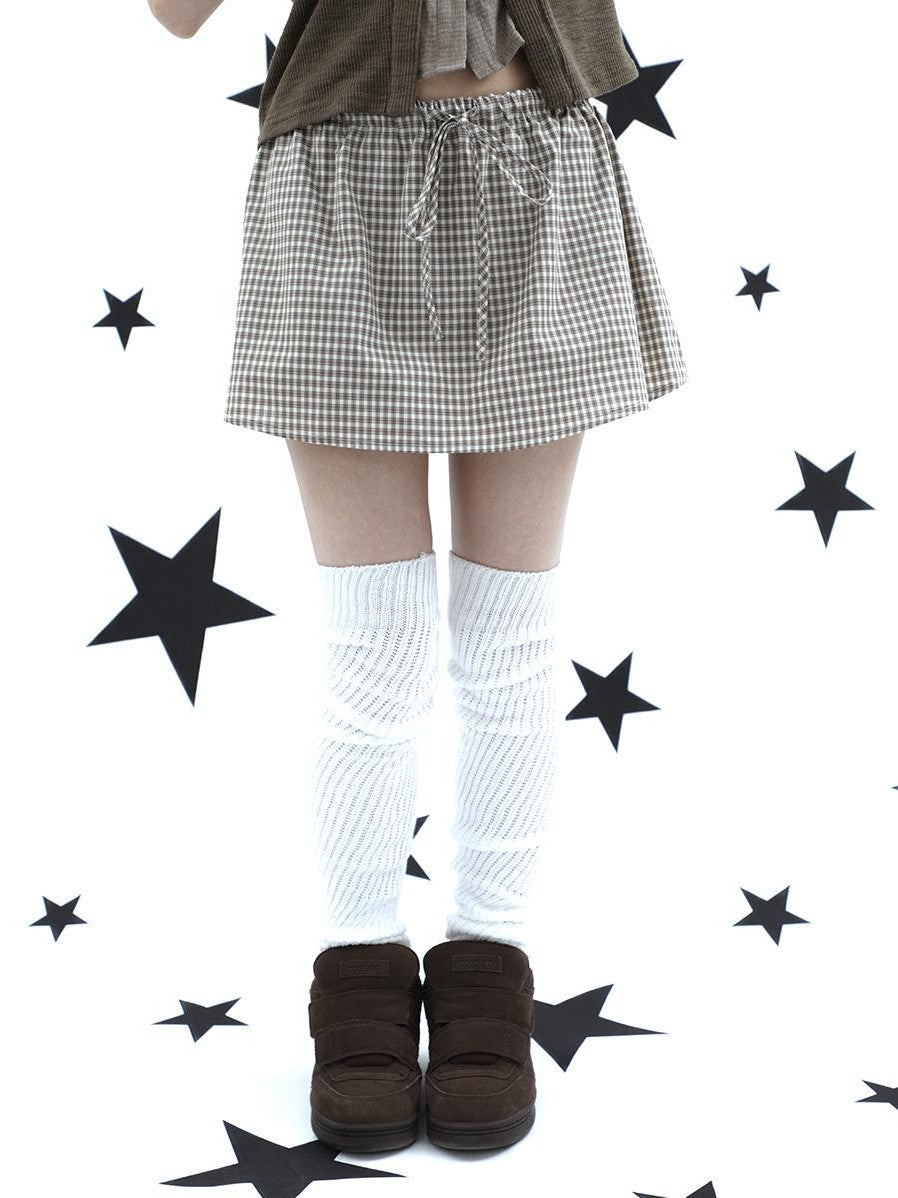 ang project Retro Plaid Drawstring Tie A Line Lined Women&