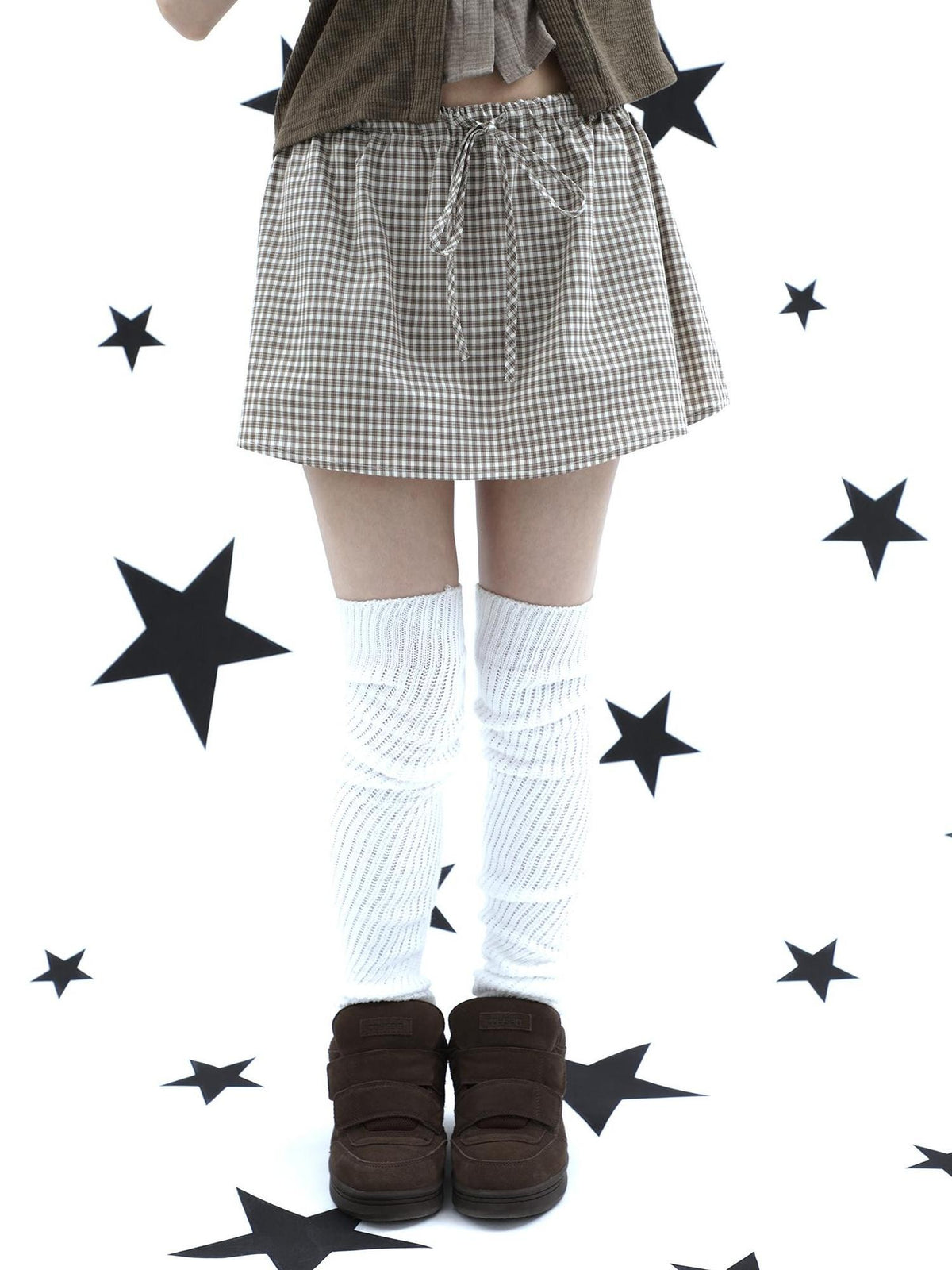 ang project Retro Plaid Drawstring Tie A Line Lined Women&