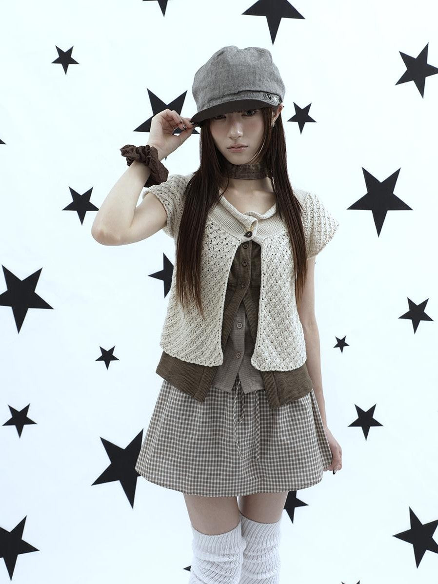 ang project Retro Plaid Drawstring Tie A Line Lined Women&