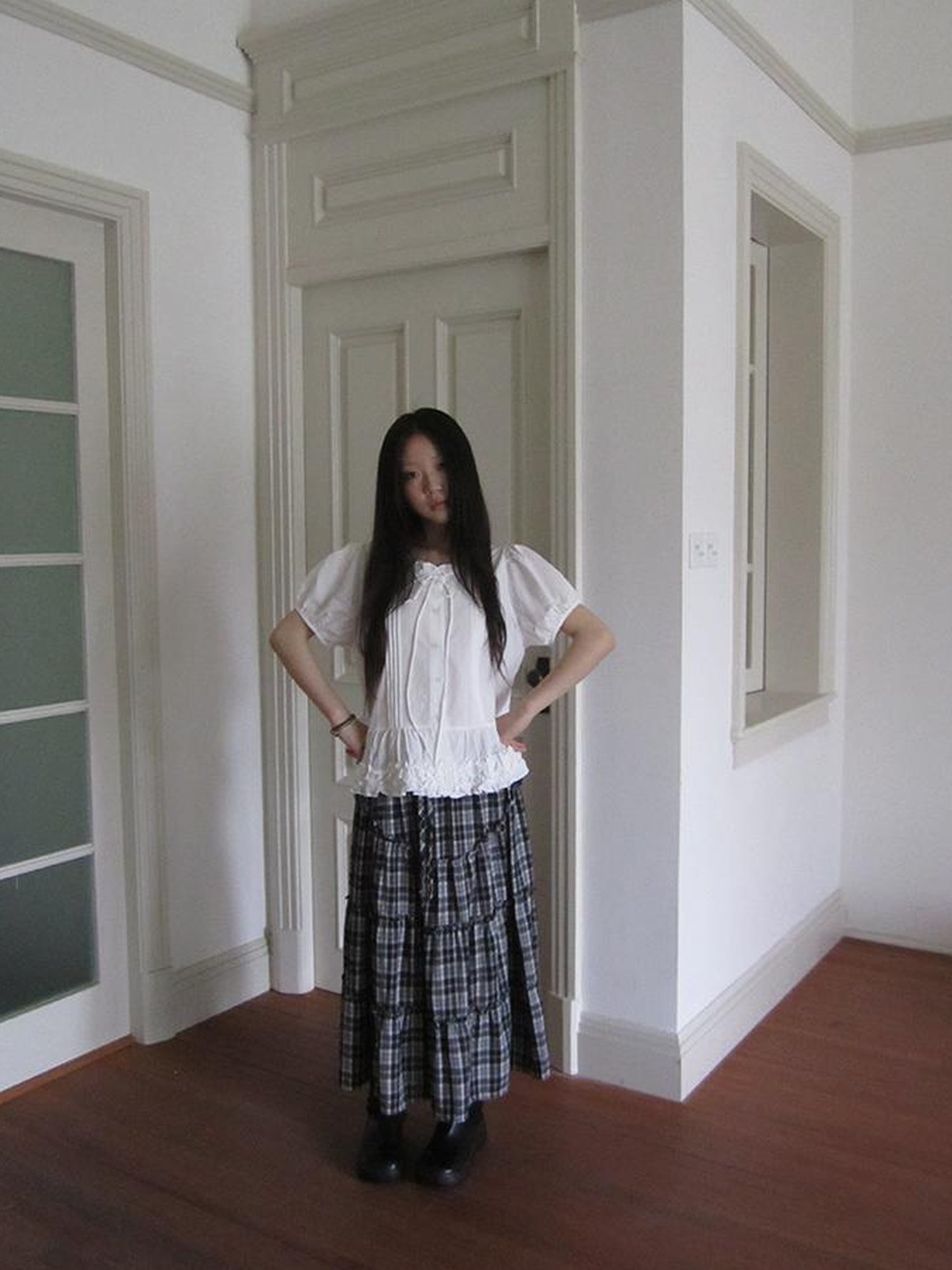 ang project Retro Plaid Paneled Stretch A Line Skirt