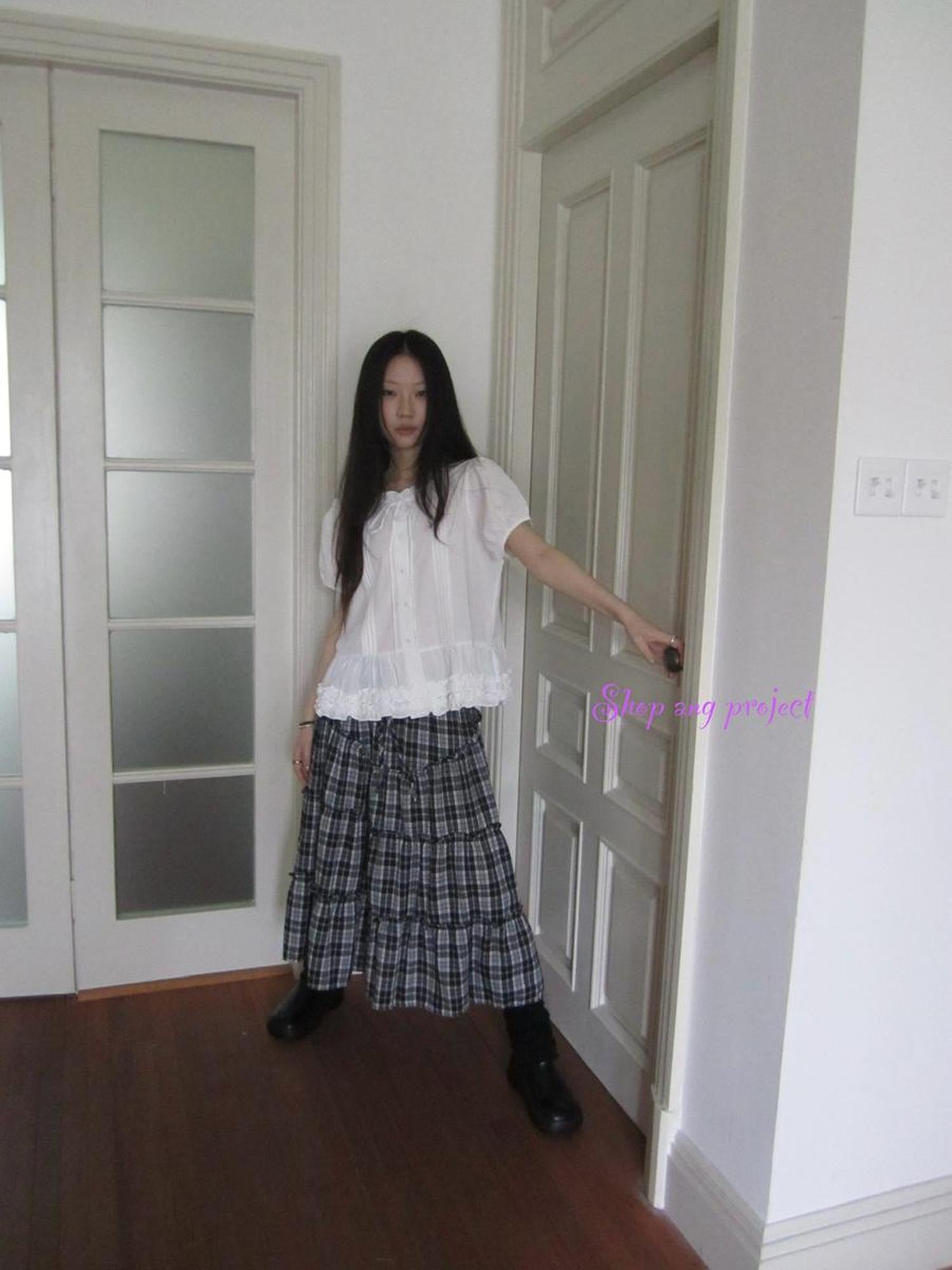 ang project Retro Plaid Paneled Stretch A Line Skirt