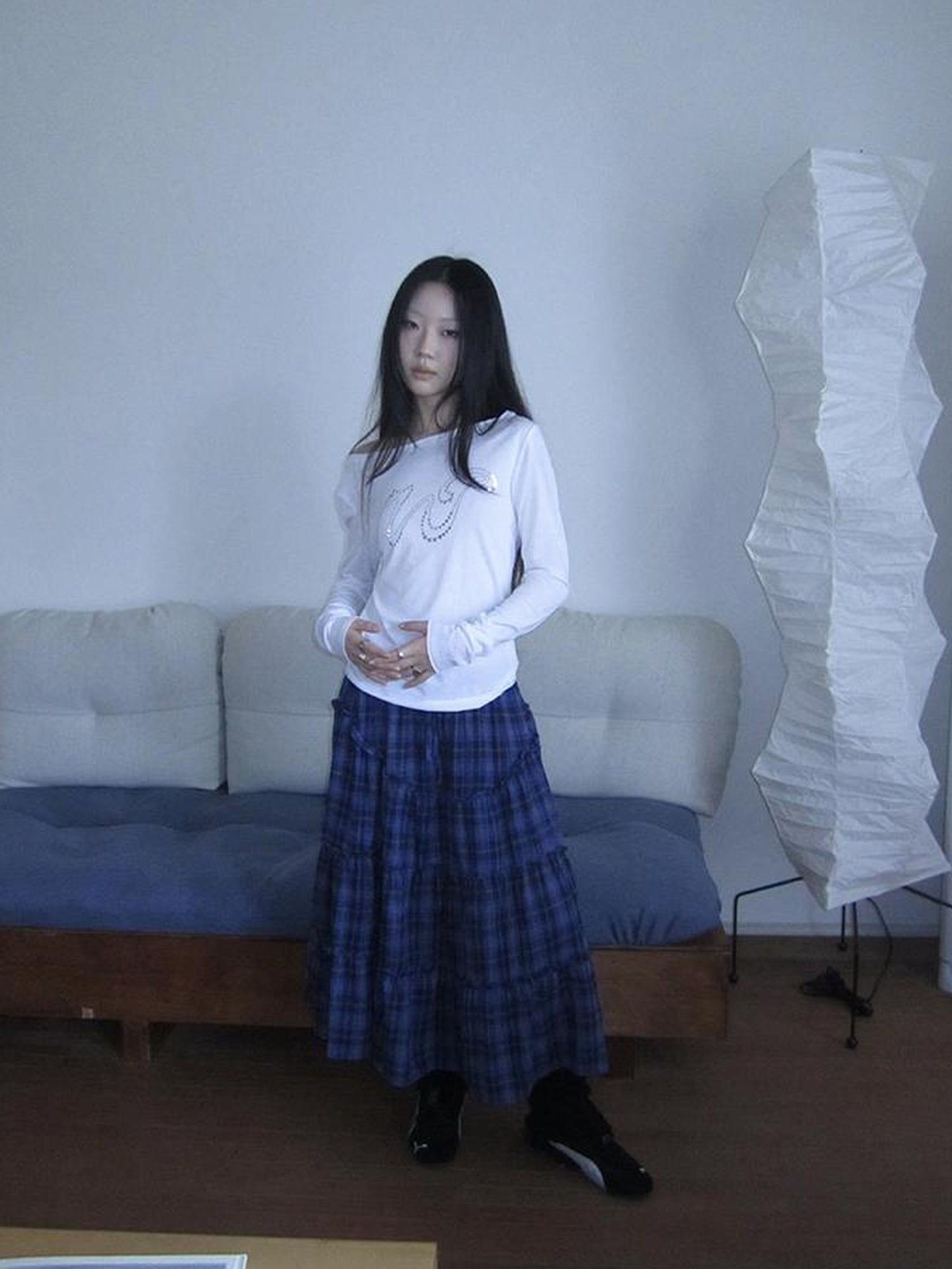 ang project Retro Plaid Paneled Stretch A Line Skirt