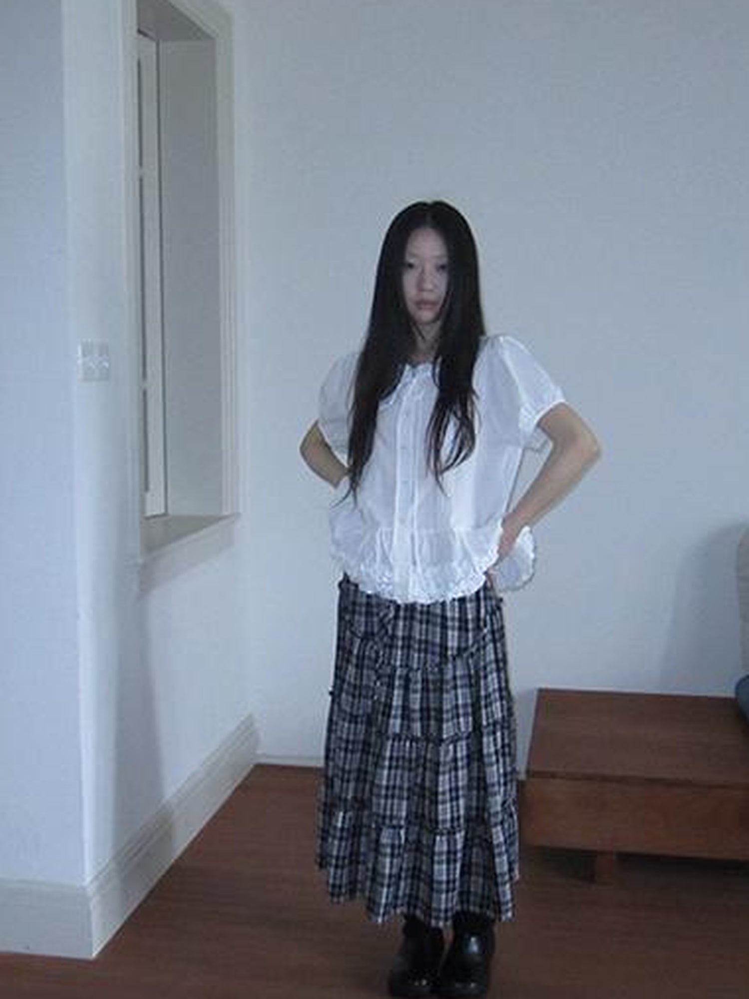 ang project Retro Plaid Paneled Stretch A Line Skirt