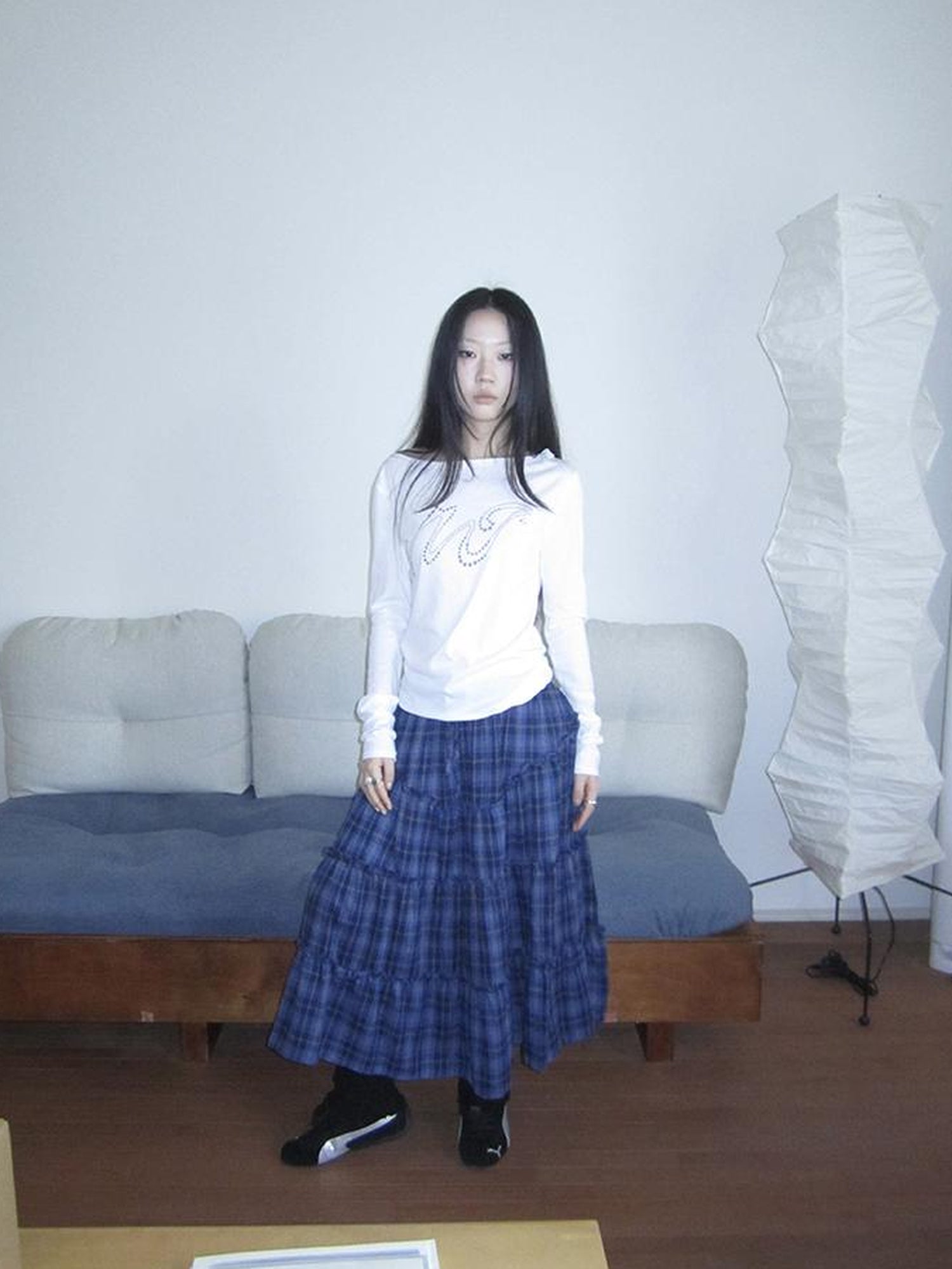 ang project Retro Plaid Paneled Stretch A Line Skirt