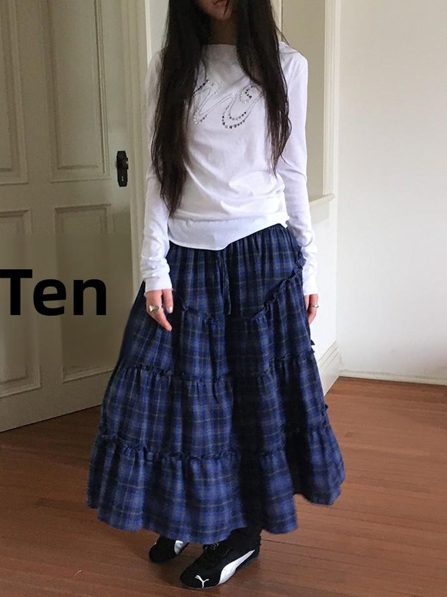 ang project Retro Plaid Paneled Stretch A Line Skirt
