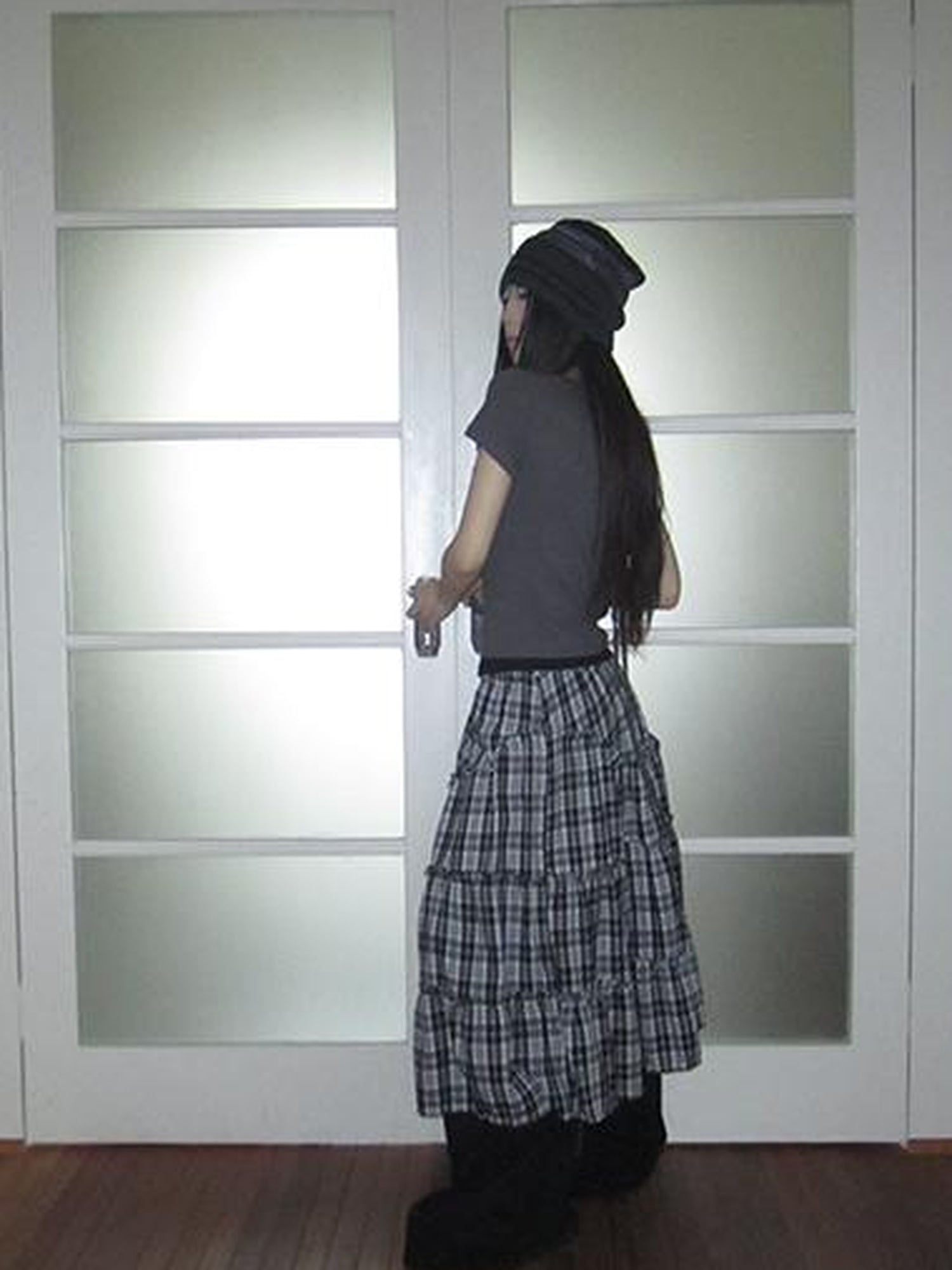 ang project Retro Plaid Paneled Stretch A Line Skirt