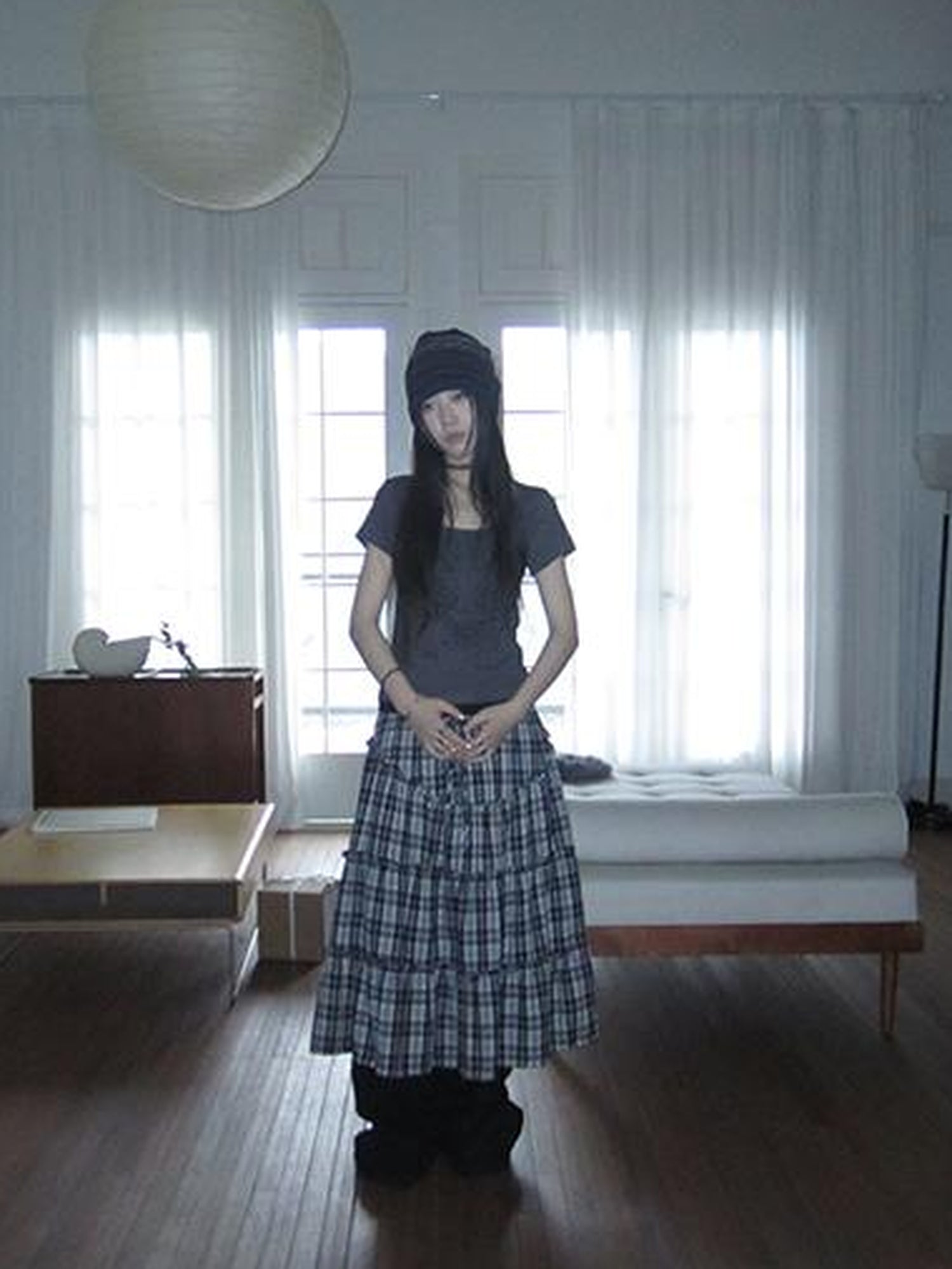 ang project Retro Plaid Paneled Stretch A Line Skirt