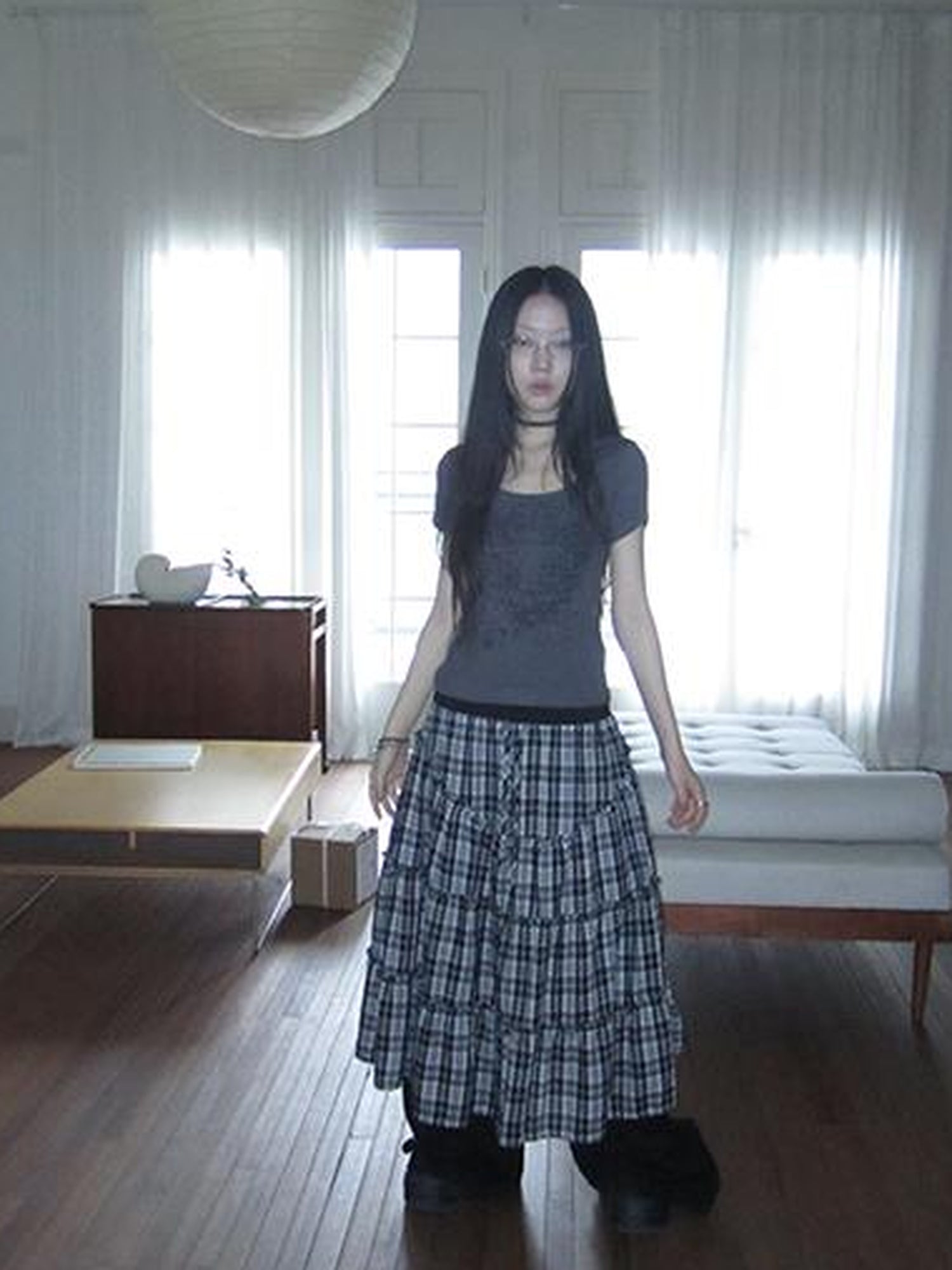 ang project Retro Plaid Paneled Stretch A Line Skirt