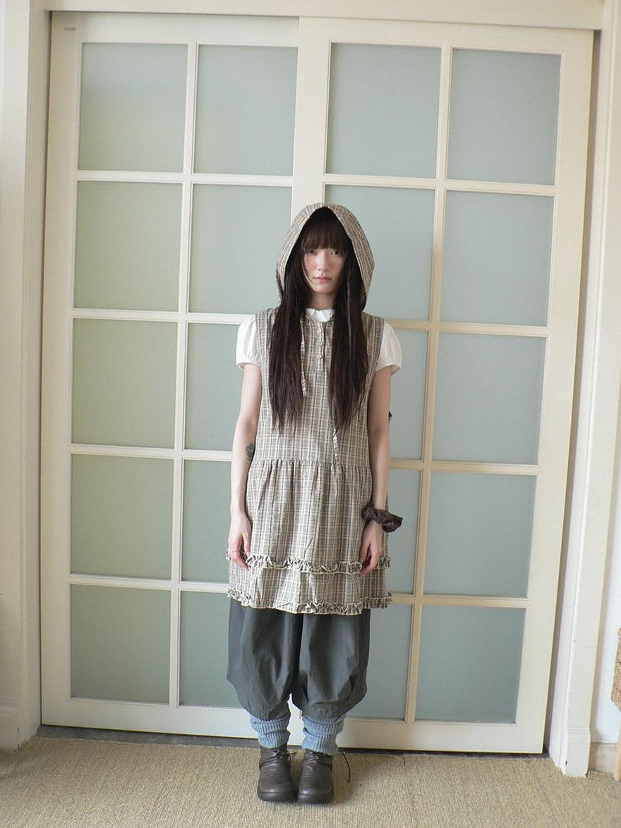 ang project Retro Plaid Ruffle Spliced Hooded Women&