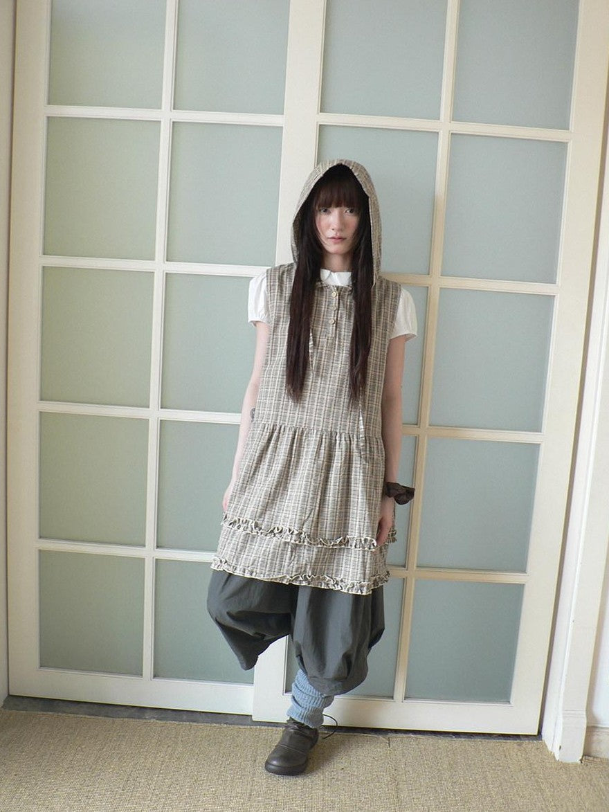 ang project Retro Plaid Ruffle Spliced Hooded Women&