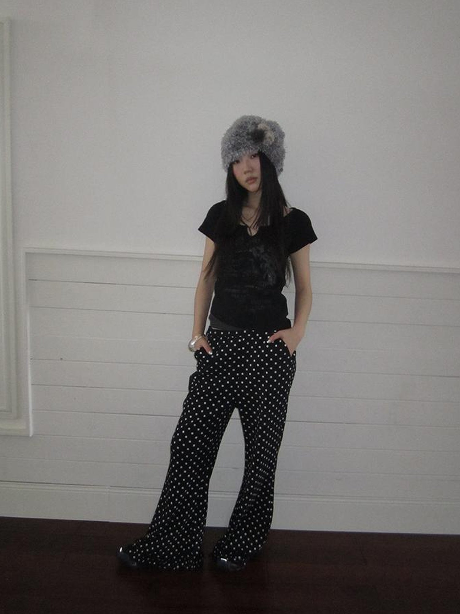 ang project Retro Polka Dot High Waisted Flared Pants