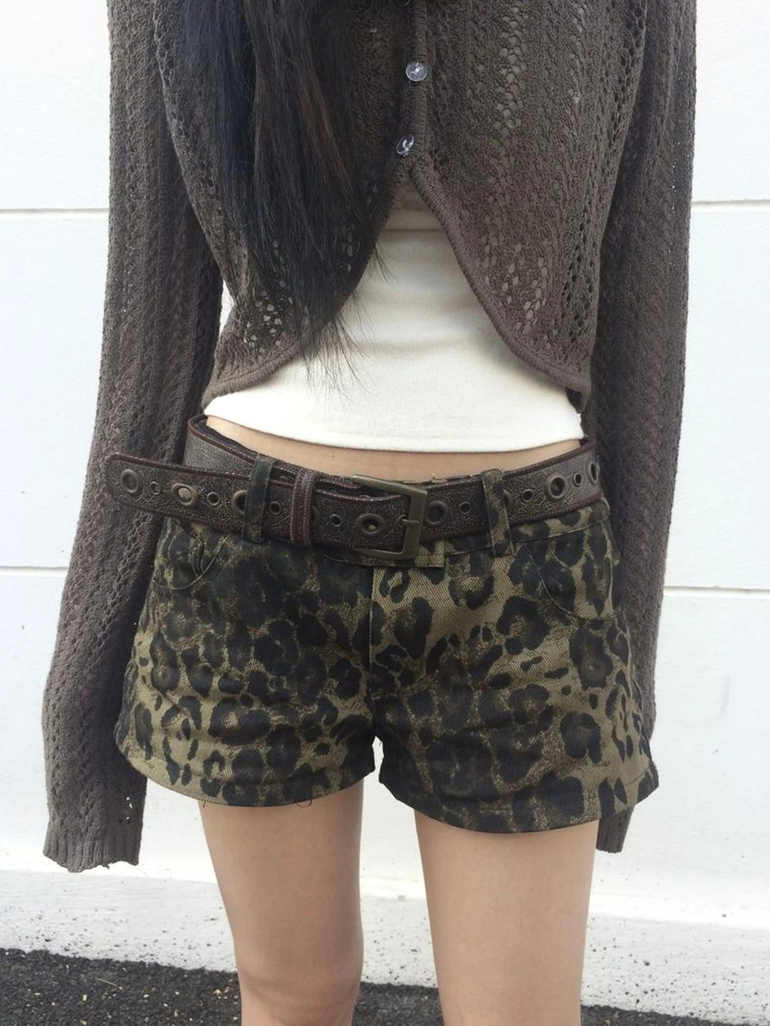 Retro Ribbon Trimmed Black And Gray Striped Knit Camisole Top