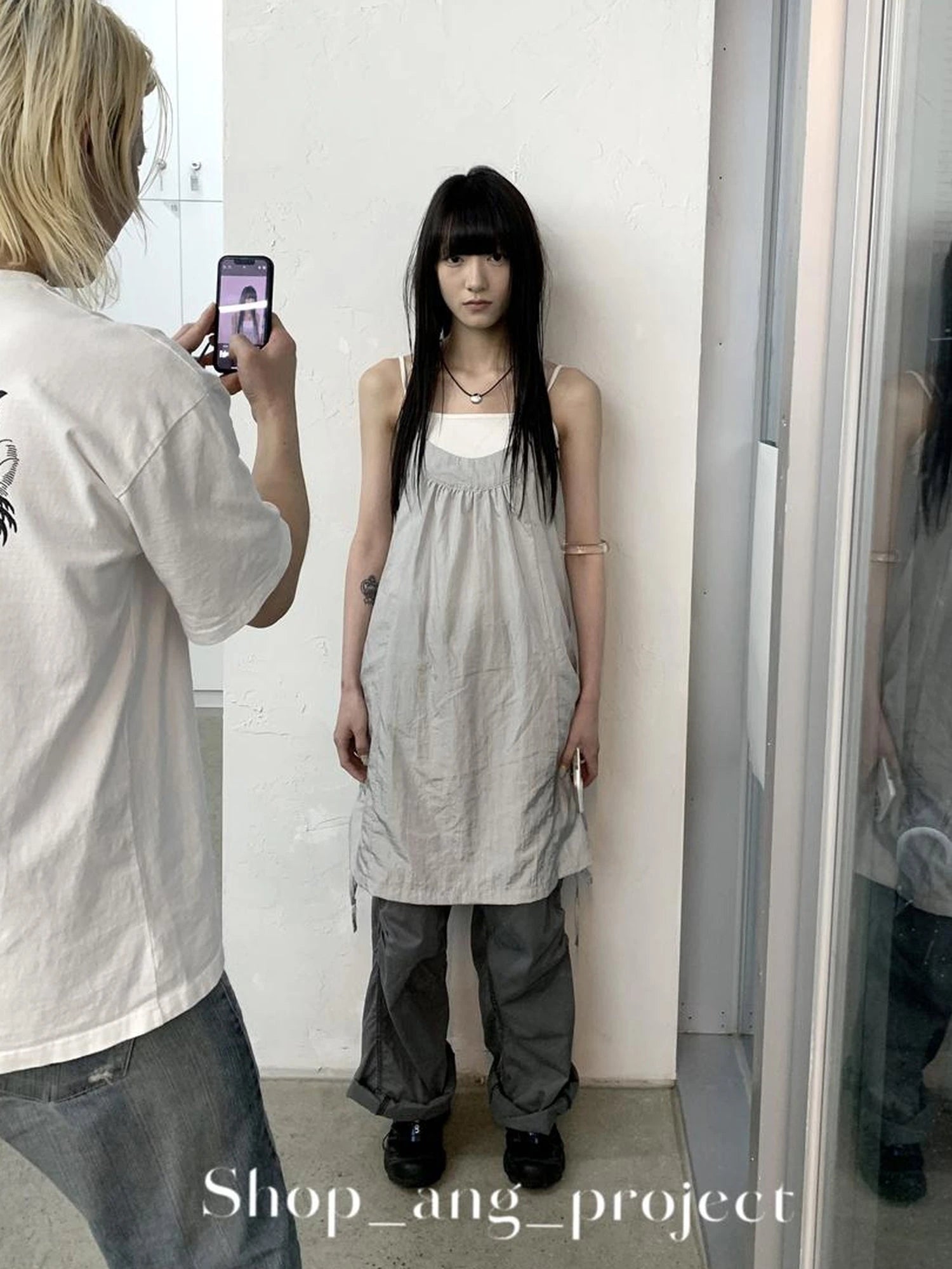 Retro Ribbon Trimmed Black And Gray Striped Knit Camisole Top