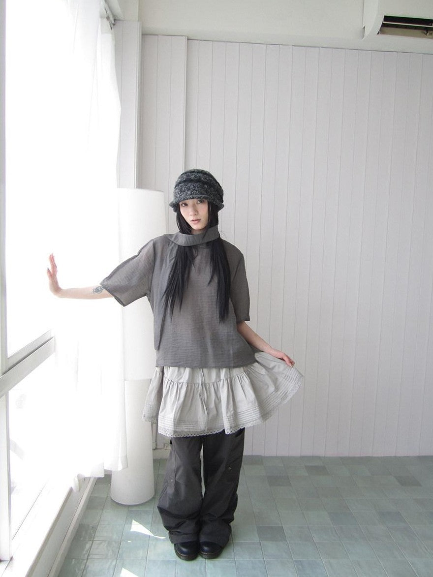 ang project Retro Stand Collar Pullover With Neck Scarf Women&