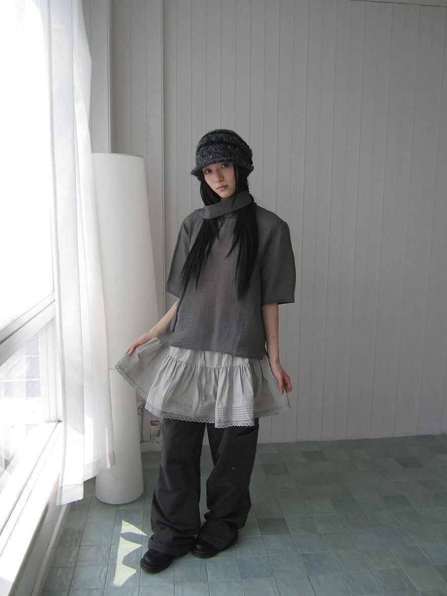 ang project Retro Stand Collar Pullover With Neck Scarf Women&