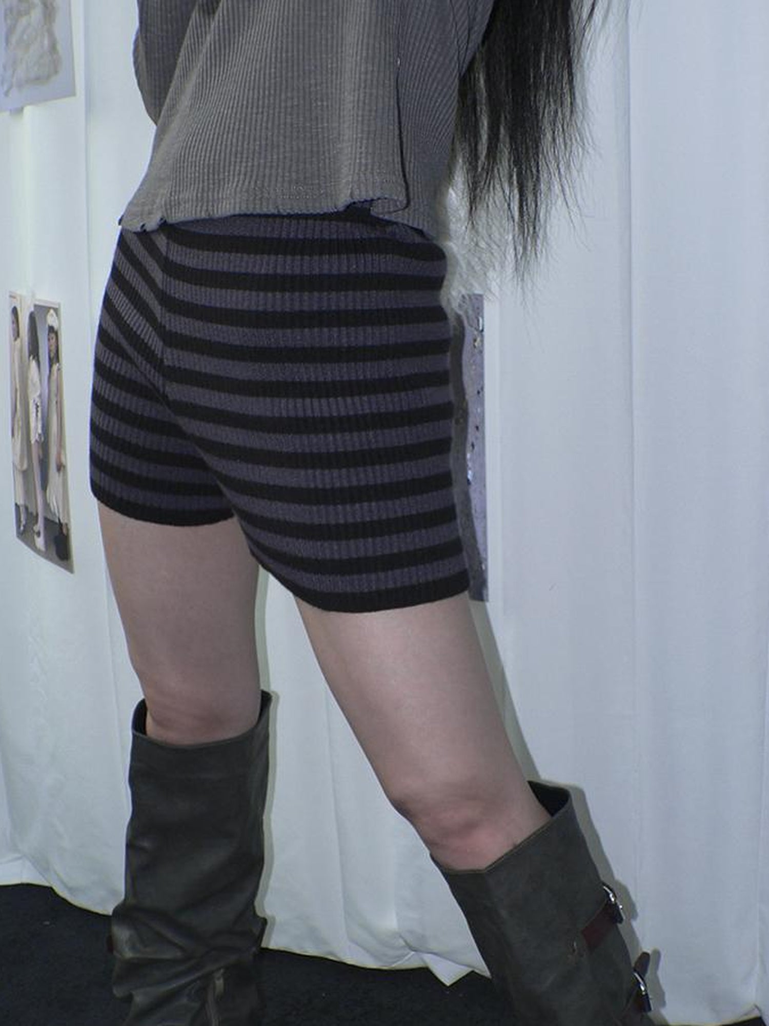 ang project Retro Stripe Knit High Waist Stretch Shorts