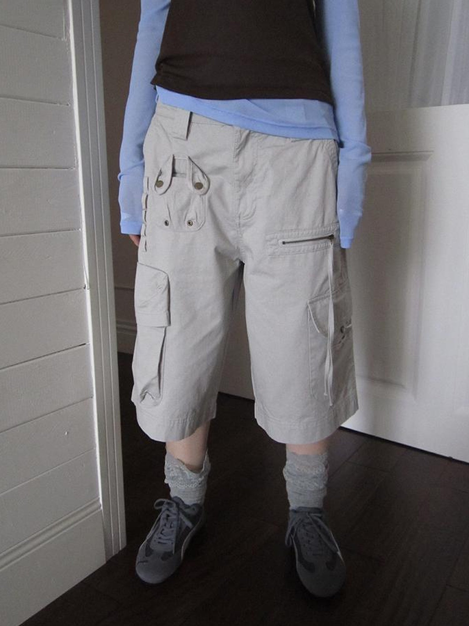 ang project Retro Summer Cargo Shorts With Large Zipper Pockets