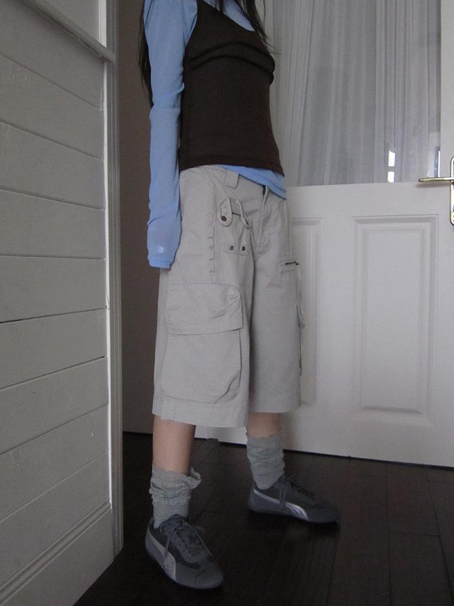 ang project Retro Summer Cargo Shorts With Large Zipper Pockets