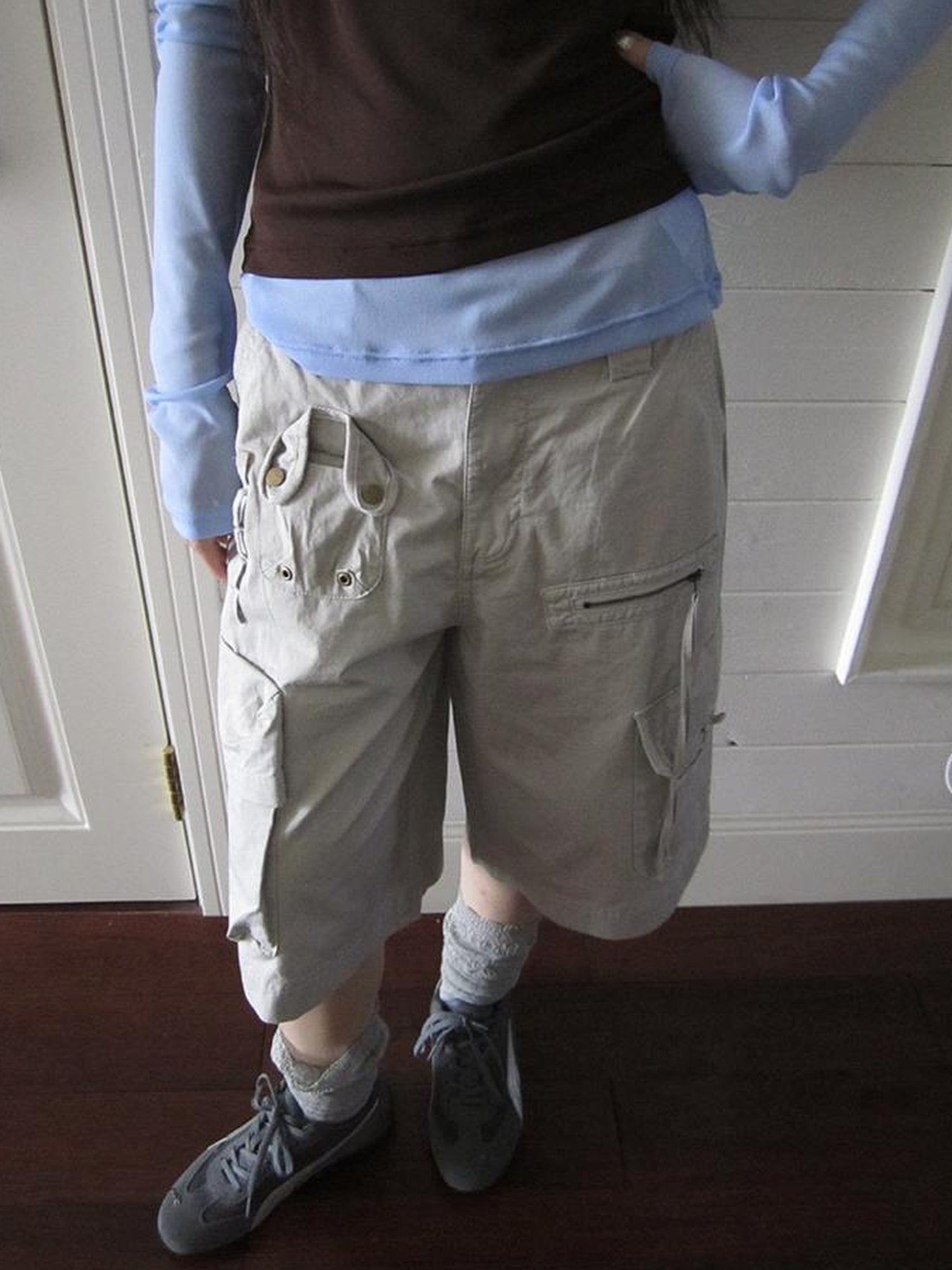 ang project Retro Summer Cargo Shorts With Large Zipper Pockets