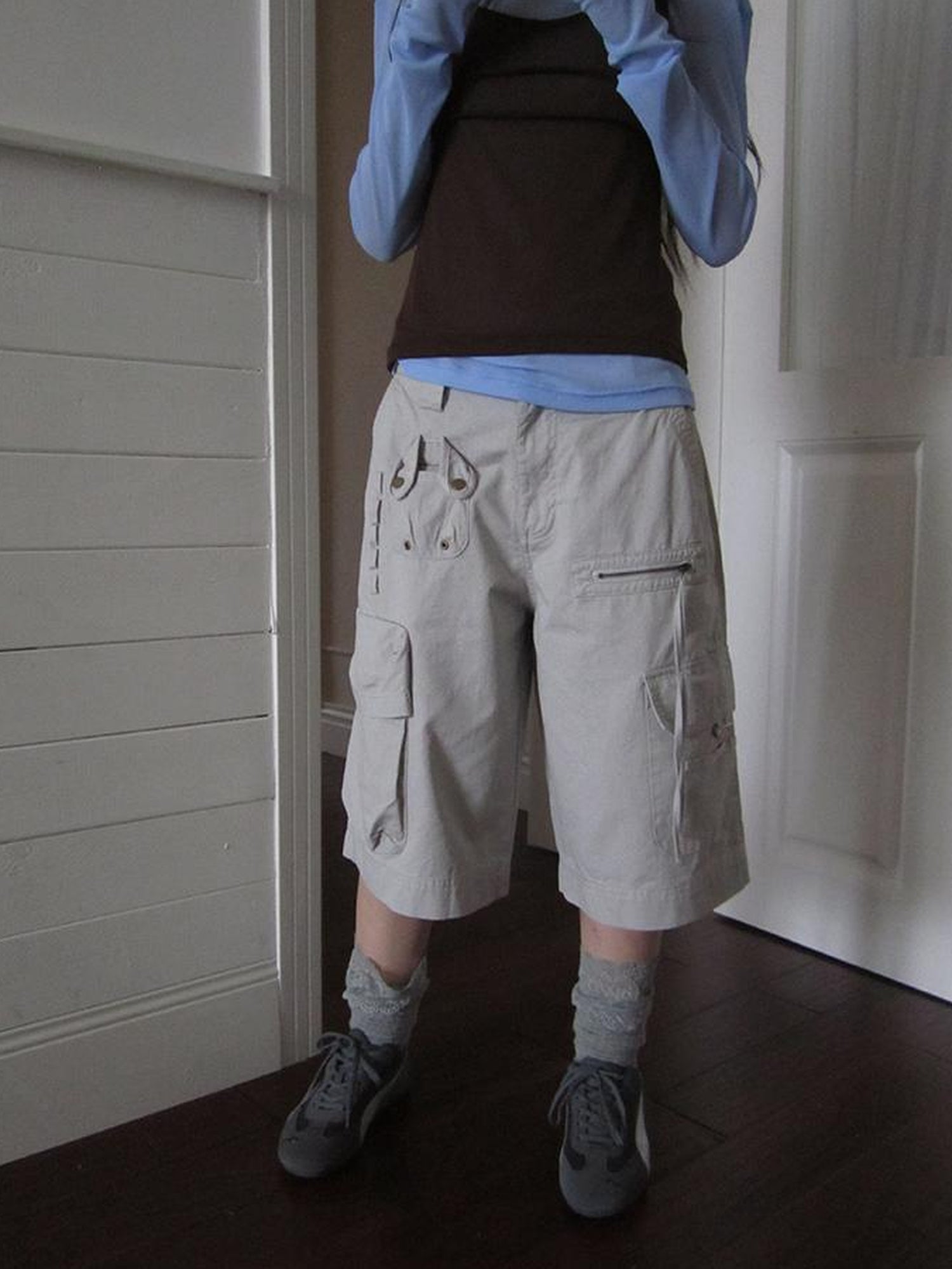 ang project Retro Summer Cargo Shorts With Large Zipper Pockets