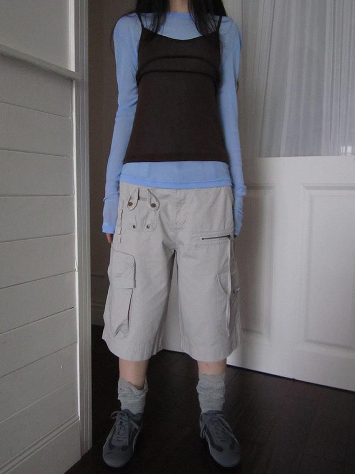 ang project Retro Summer Cargo Shorts With Large Zipper Pockets