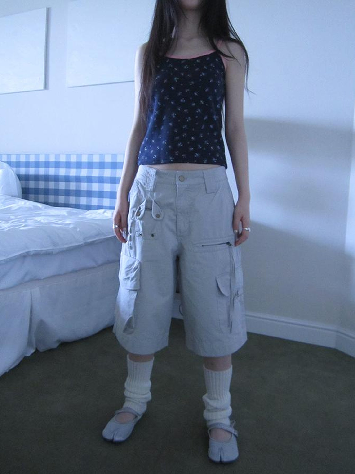 ang project Retro Summer Cargo Shorts With Large Zipper Pockets