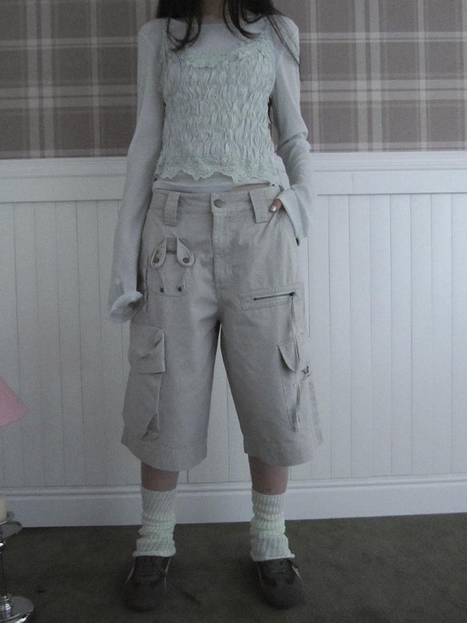 ang project Retro Summer Cargo Shorts With Large Zipper Pockets