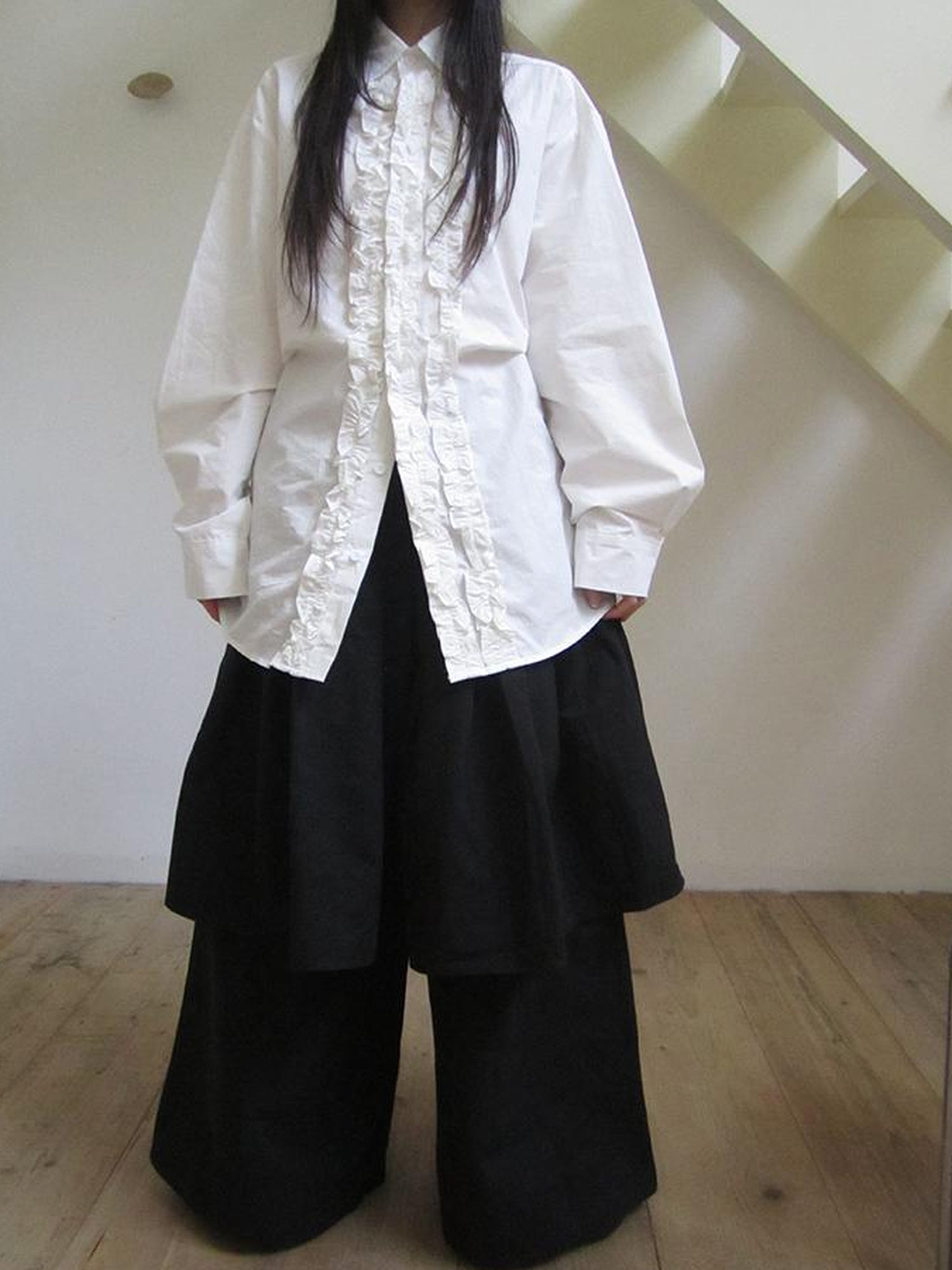 ang project Retro Two Tier Pleated Wide Leg Pant Skirt