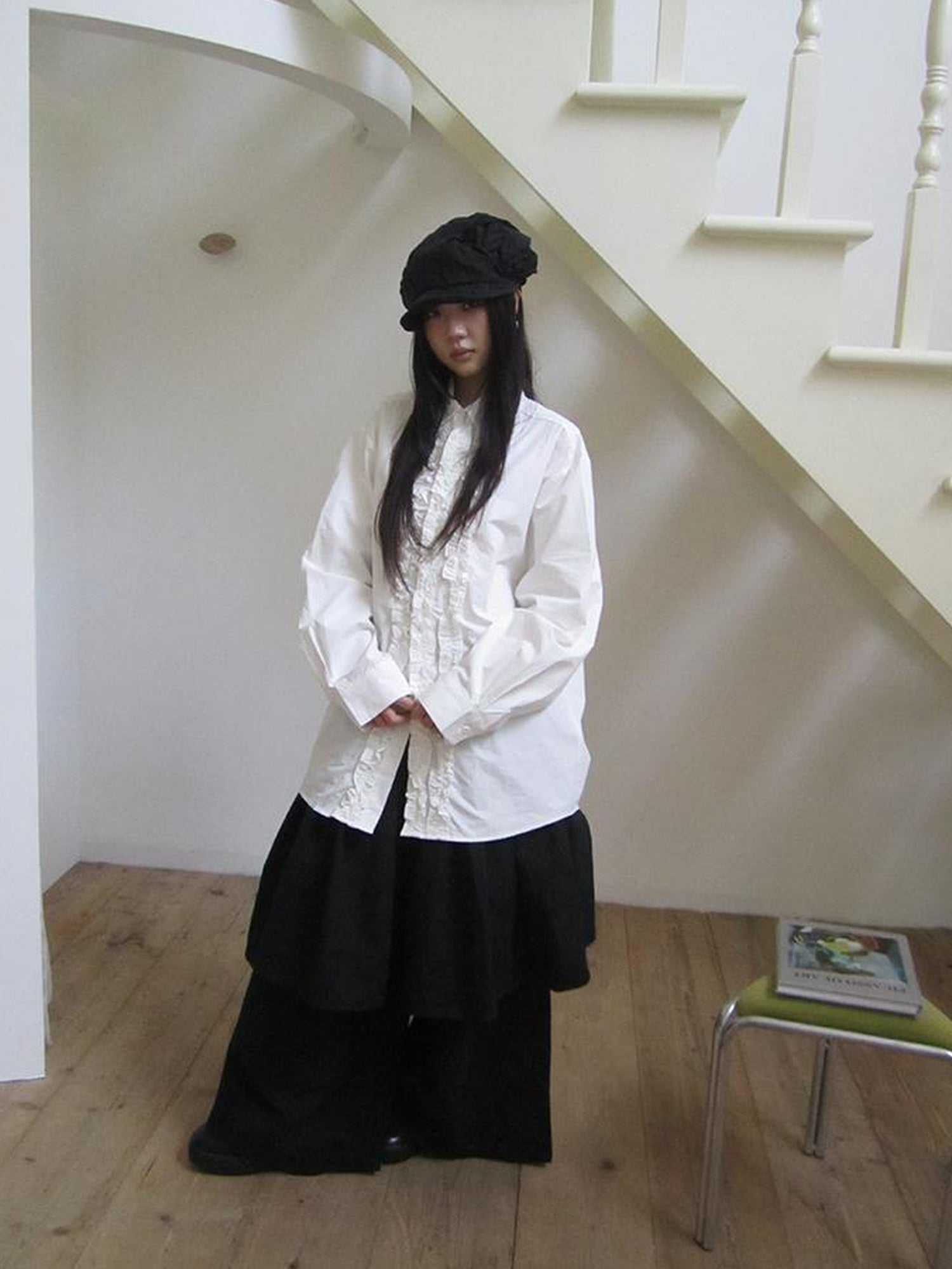 ang project Retro Two Tier Pleated Wide Leg Pant Skirt