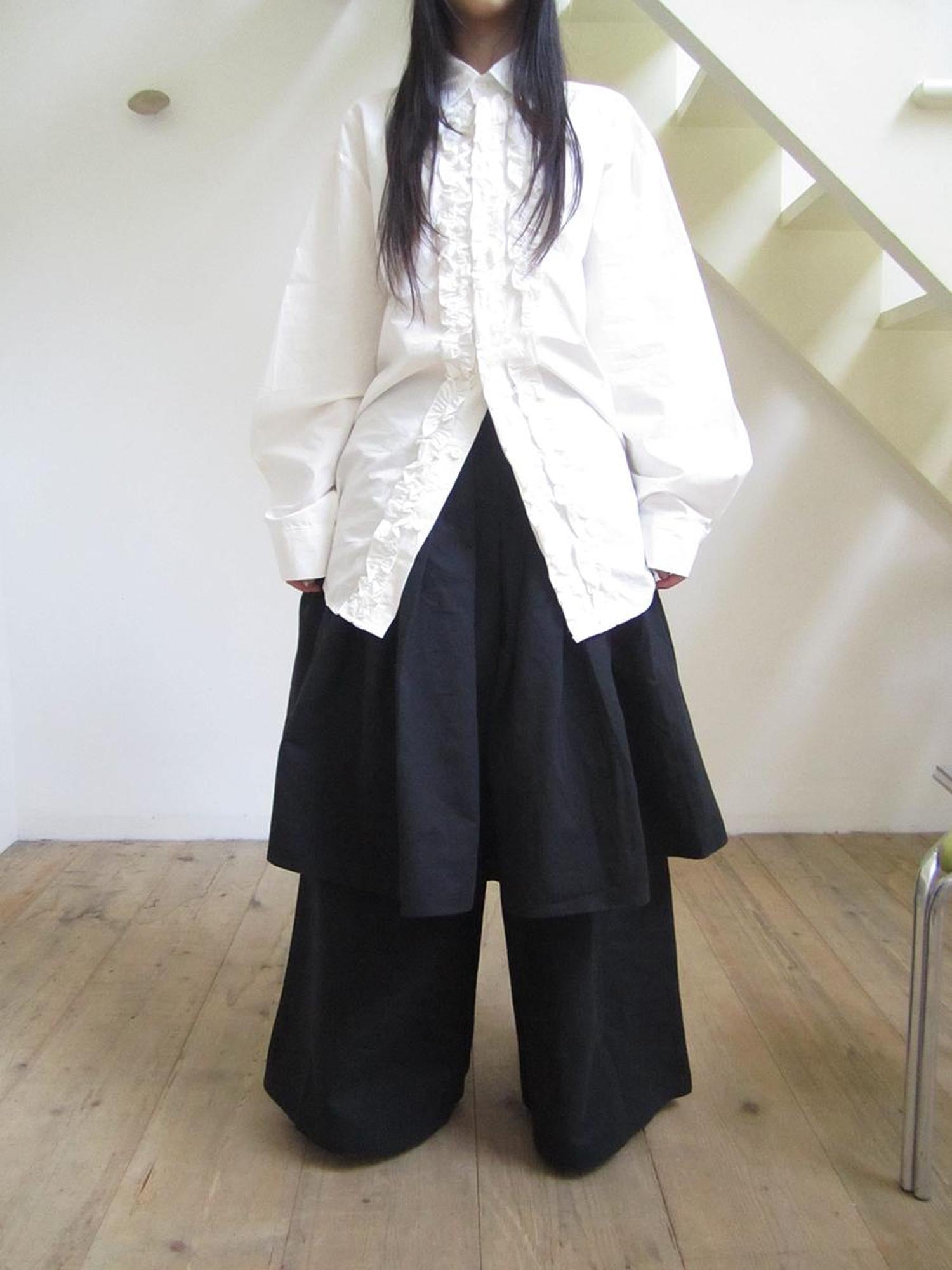 ang project Retro Two Tier Pleated Wide Leg Pant Skirt