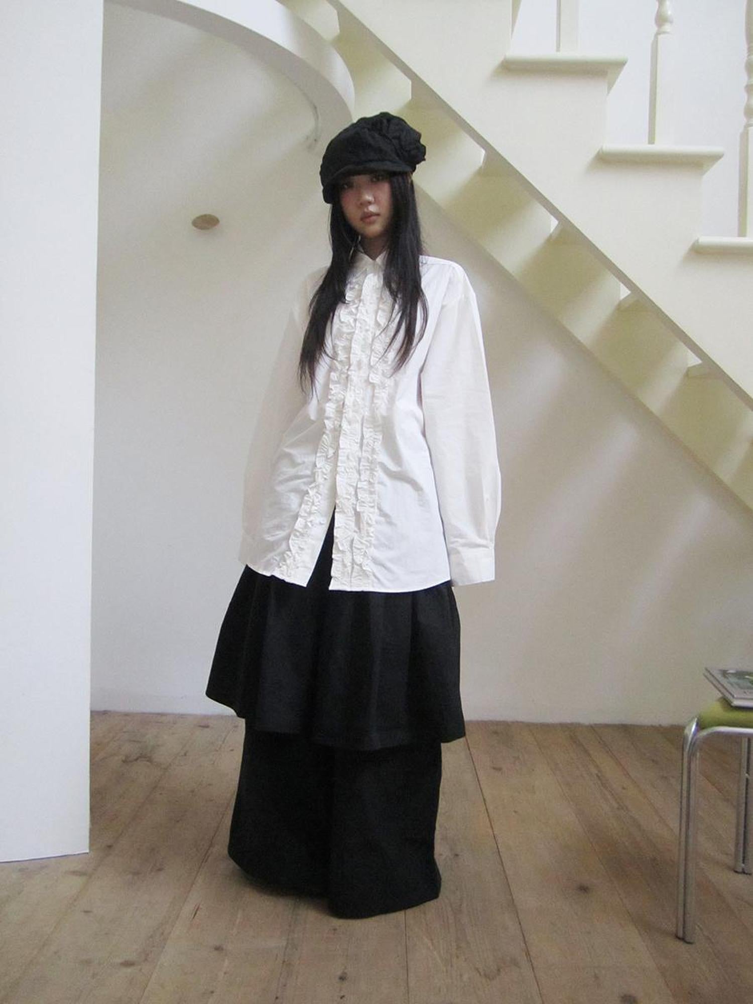 ang project Retro Two Tier Pleated Wide Leg Pant Skirt