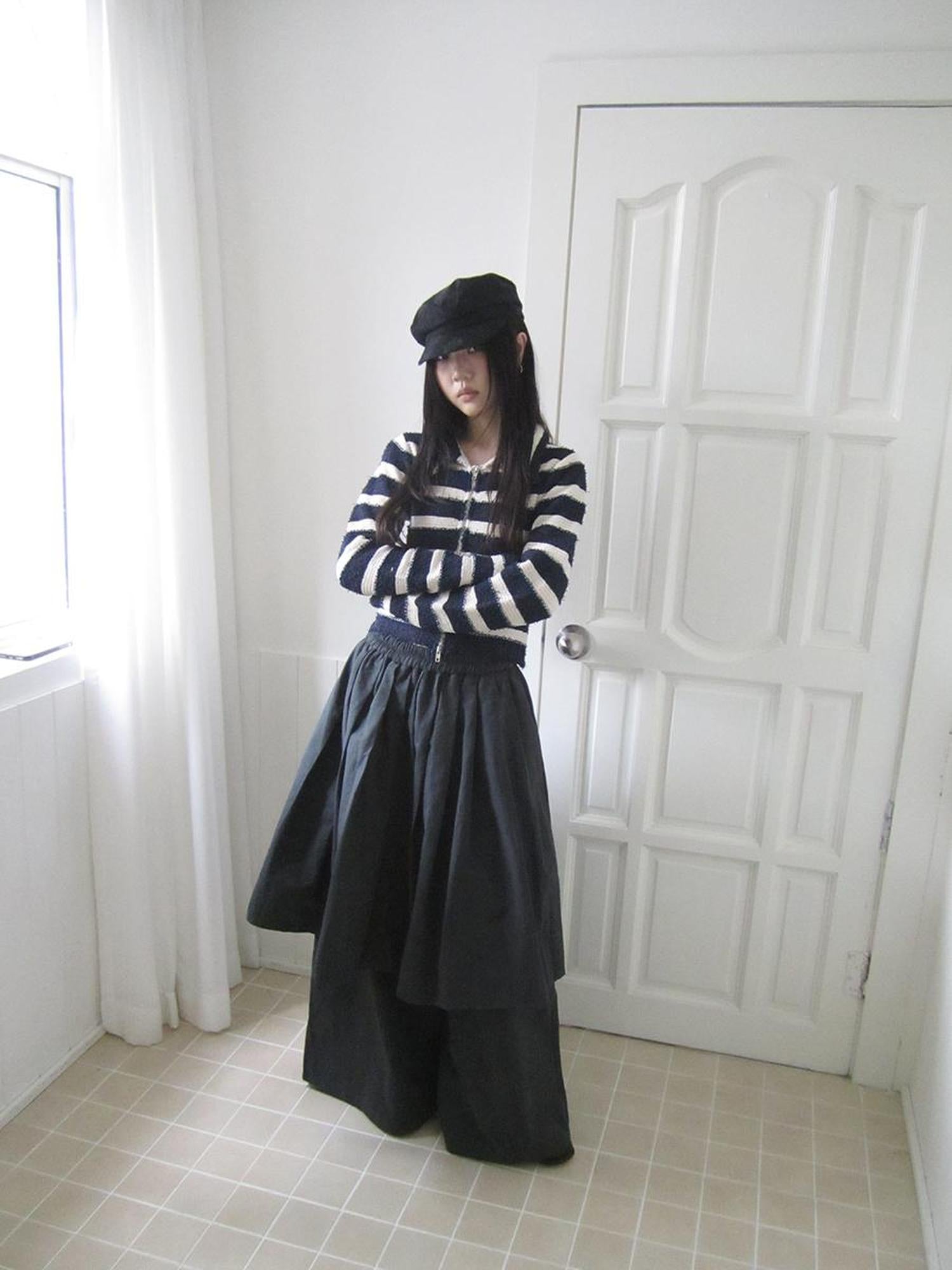 ang project Retro Two Tier Pleated Wide Leg Pant Skirt