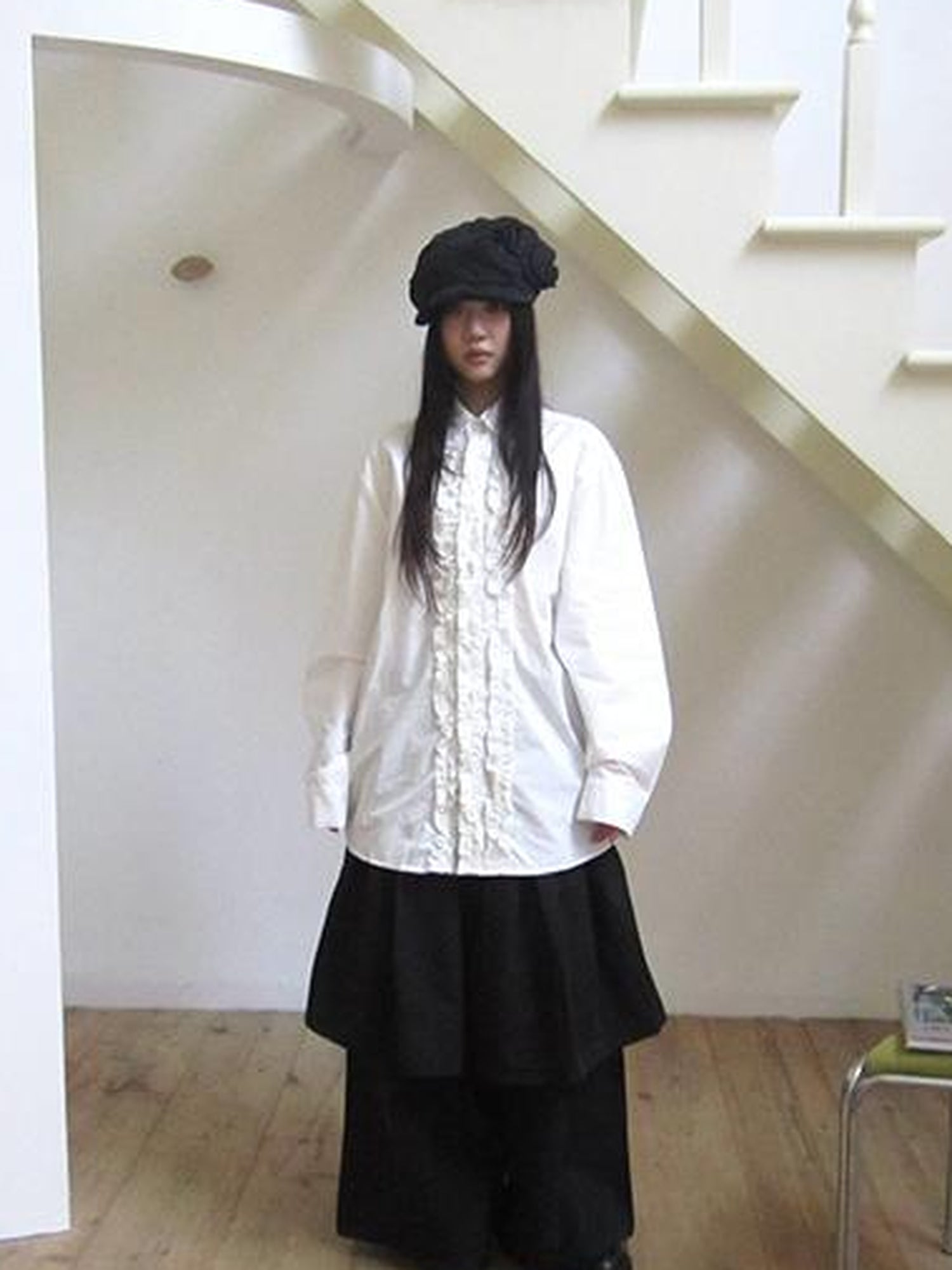 ang project Retro Two Tier Pleated Wide Leg Pant Skirt