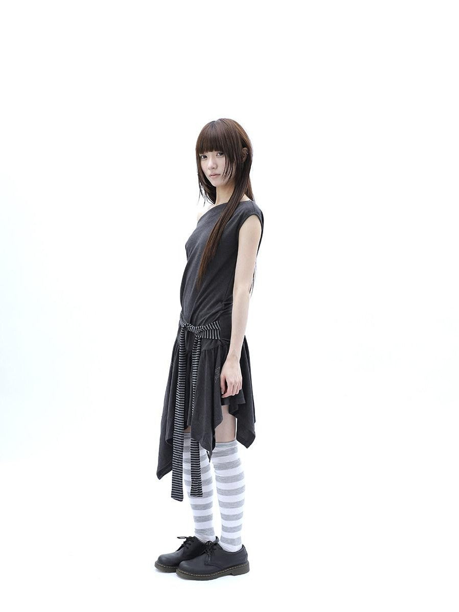 ang project Rhinestone Striped Asymmetric Hem Women&