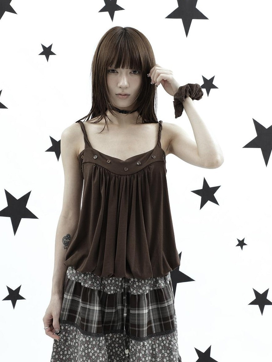 ang project Ruched Button Solid Color Women&