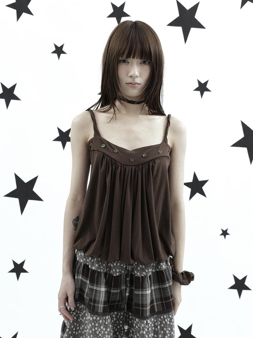 ang project Ruched Button Solid Color Women&