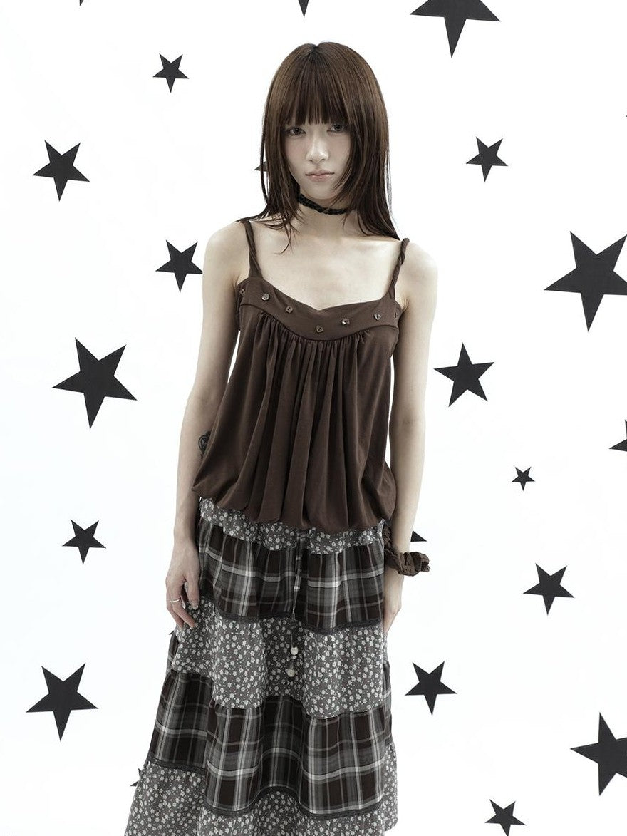 ang project Ruched Button Solid Color Women&