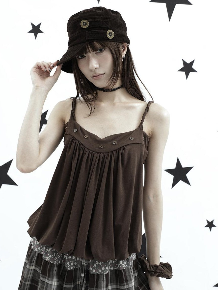 ang project Ruched Button Solid Color Women&