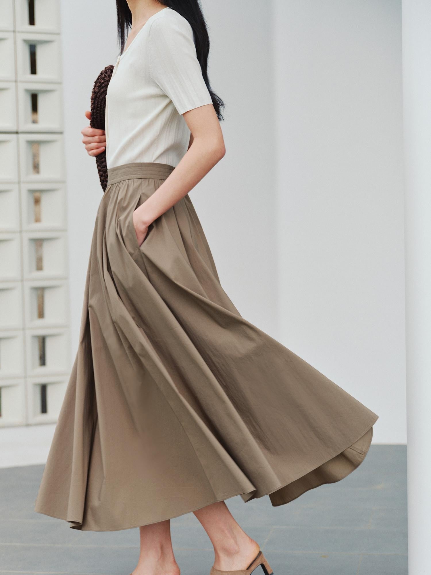 ang project Sage Green Striped Layered Drape Neck Women&