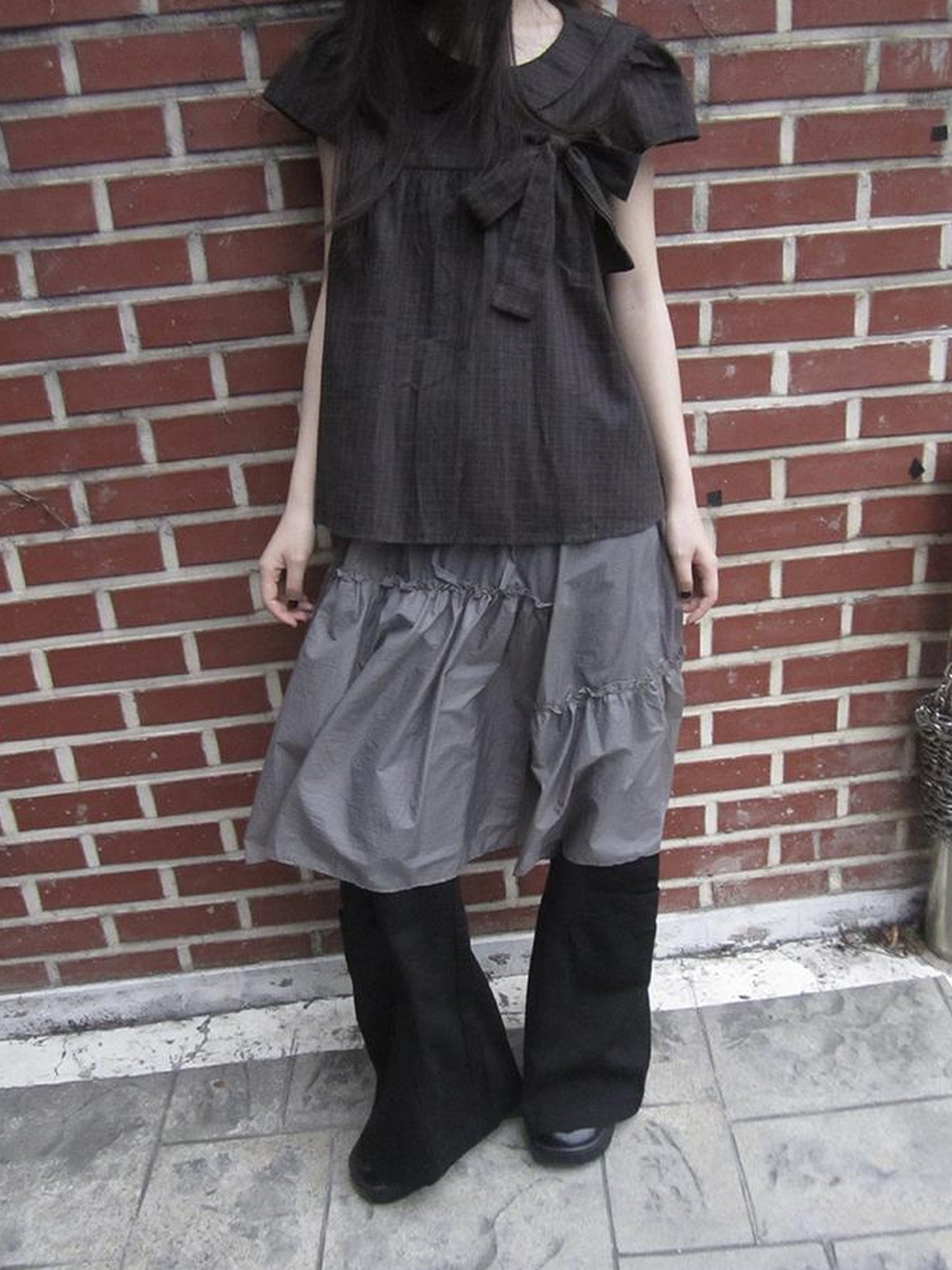 ang project Sheer Layered Ruffle Tie Waist Skirt