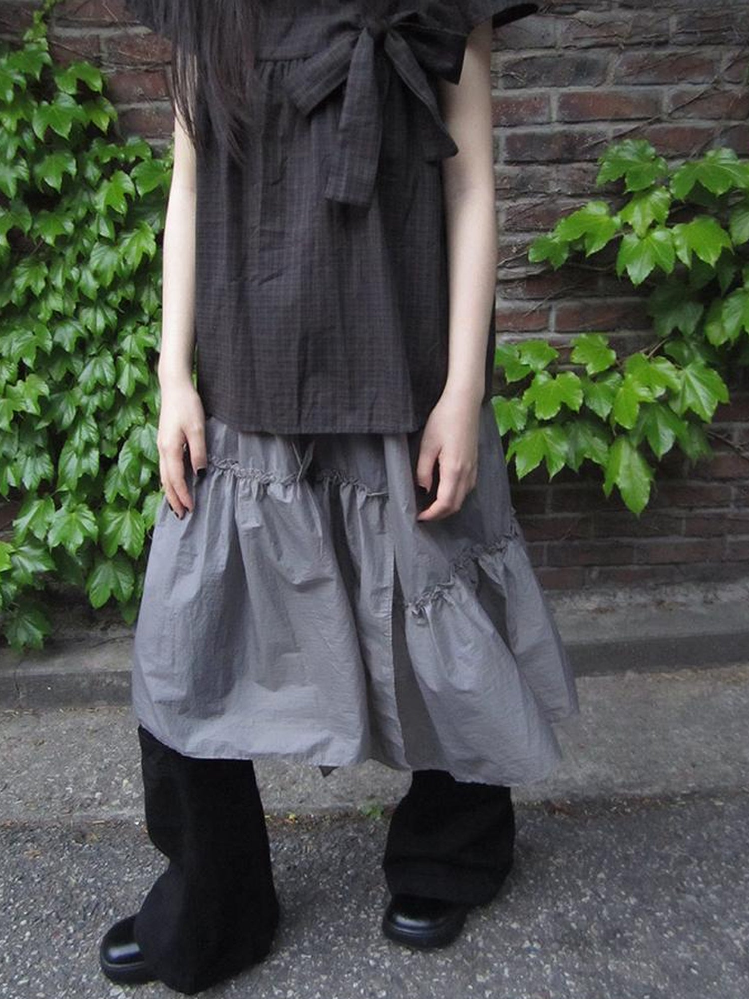 ang project Sheer Layered Ruffle Tie Waist Skirt