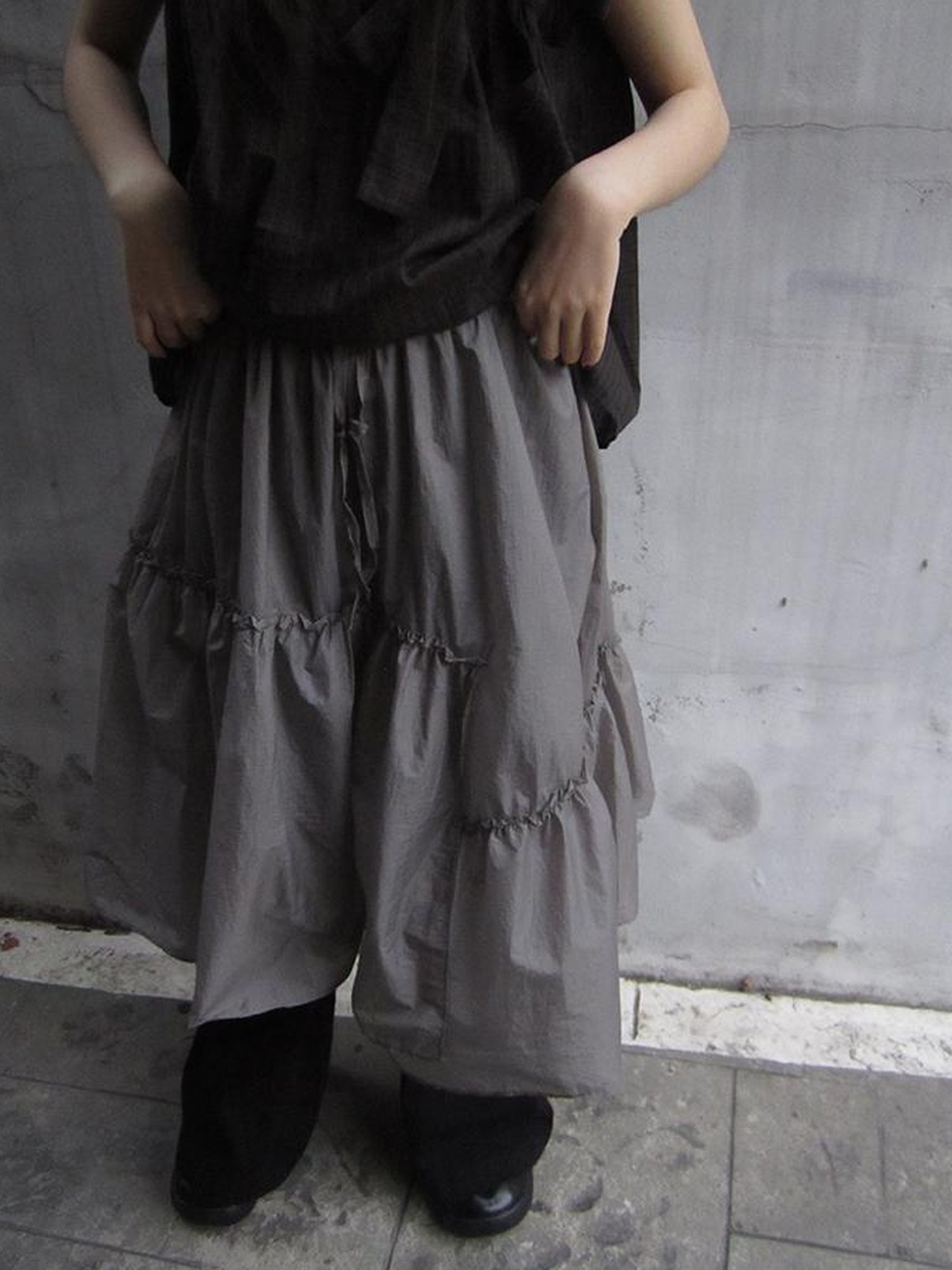 ang project Sheer Layered Ruffle Tie Waist Skirt