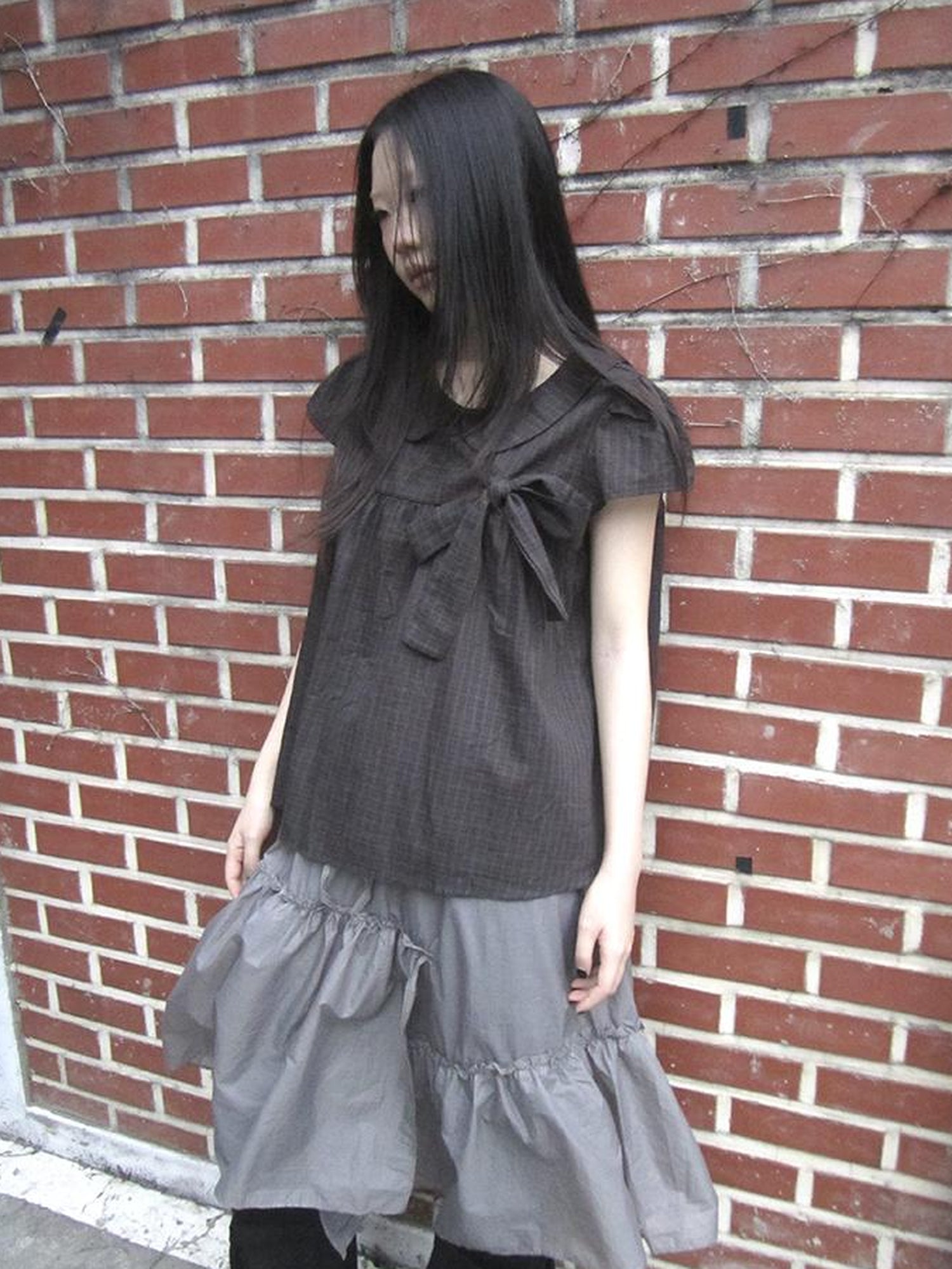 ang project Sheer Layered Ruffle Tie Waist Skirt