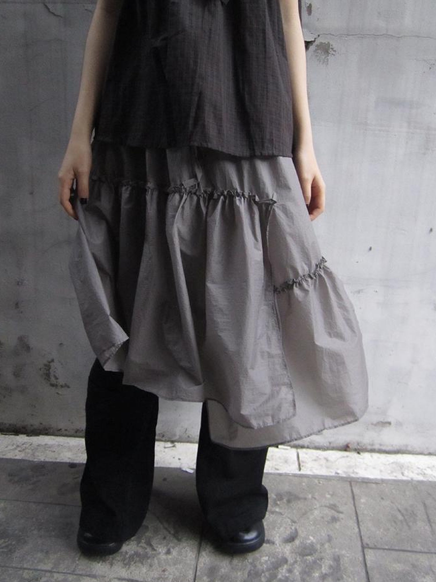 ang project Sheer Layered Ruffle Tie Waist Skirt