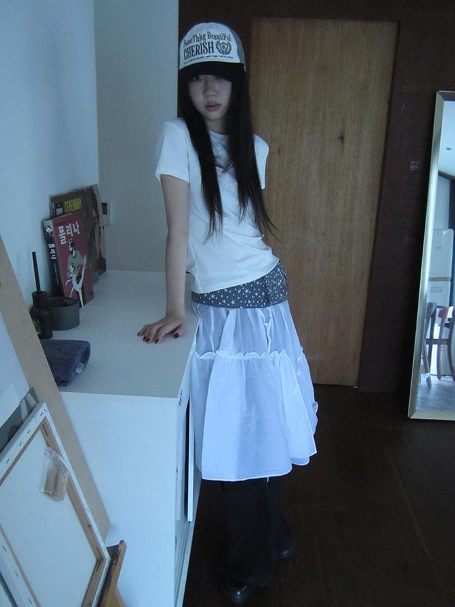 ang project Sheer Layered Ruffle Tie Waist Skirt