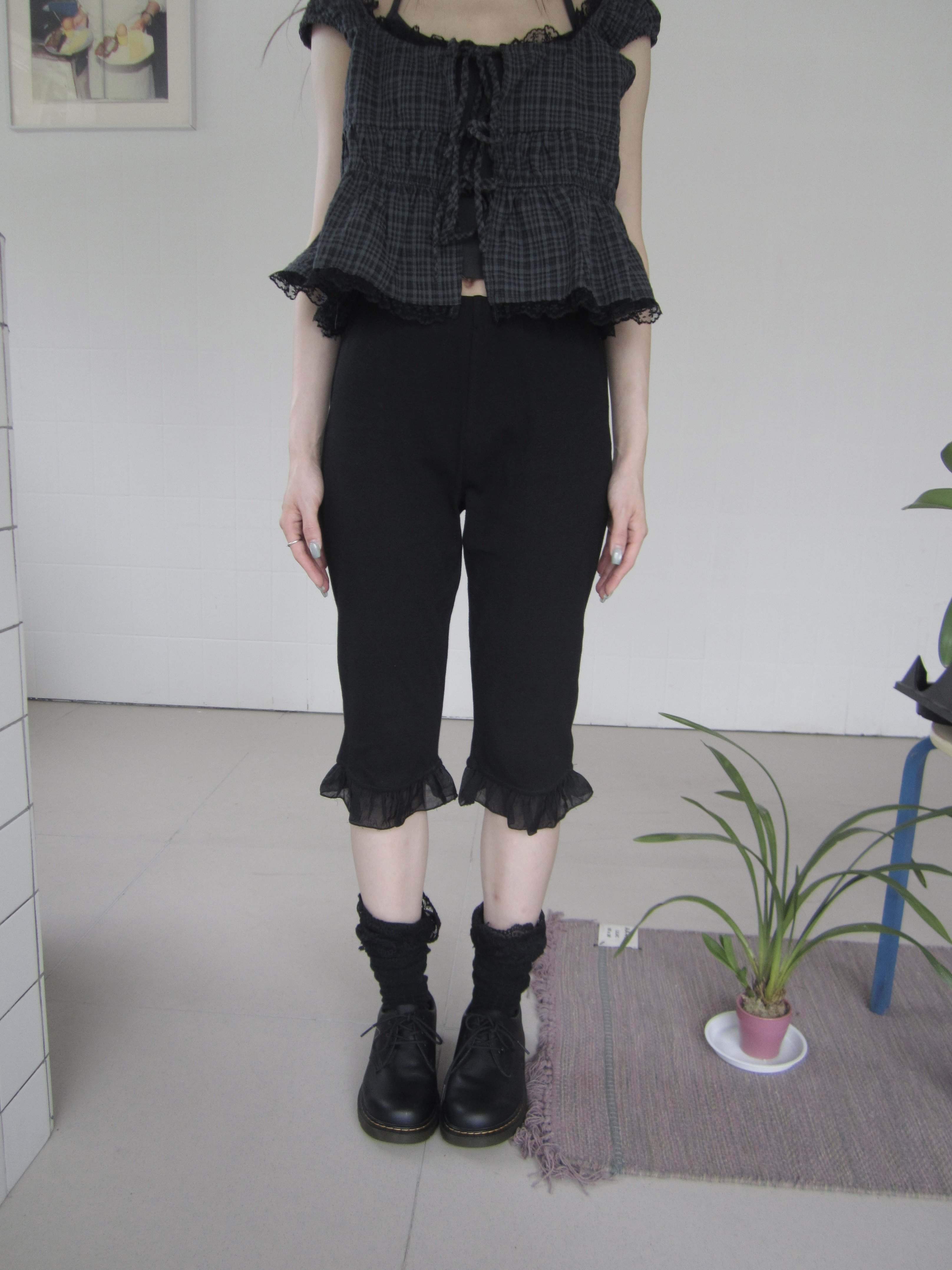 ang_project_Solid_Lace_Trim_Elastic_Waist_High_Stretch_Slim_Fit_Women&