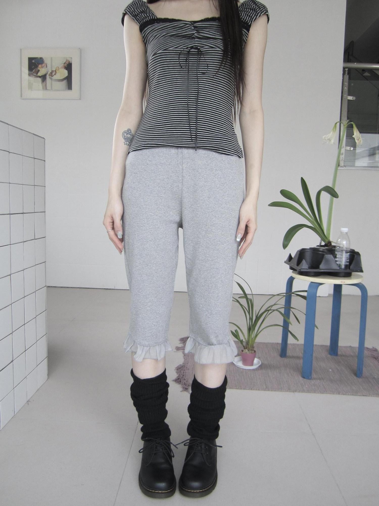 ang project Solid Lace Trim Elastic Waist High Stretch Slim Fit Women&
