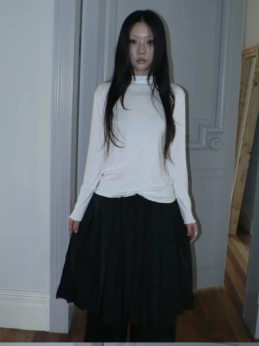 ang project Stacked Neck Slim Fit Long Sleeve T-shirt T-shirt